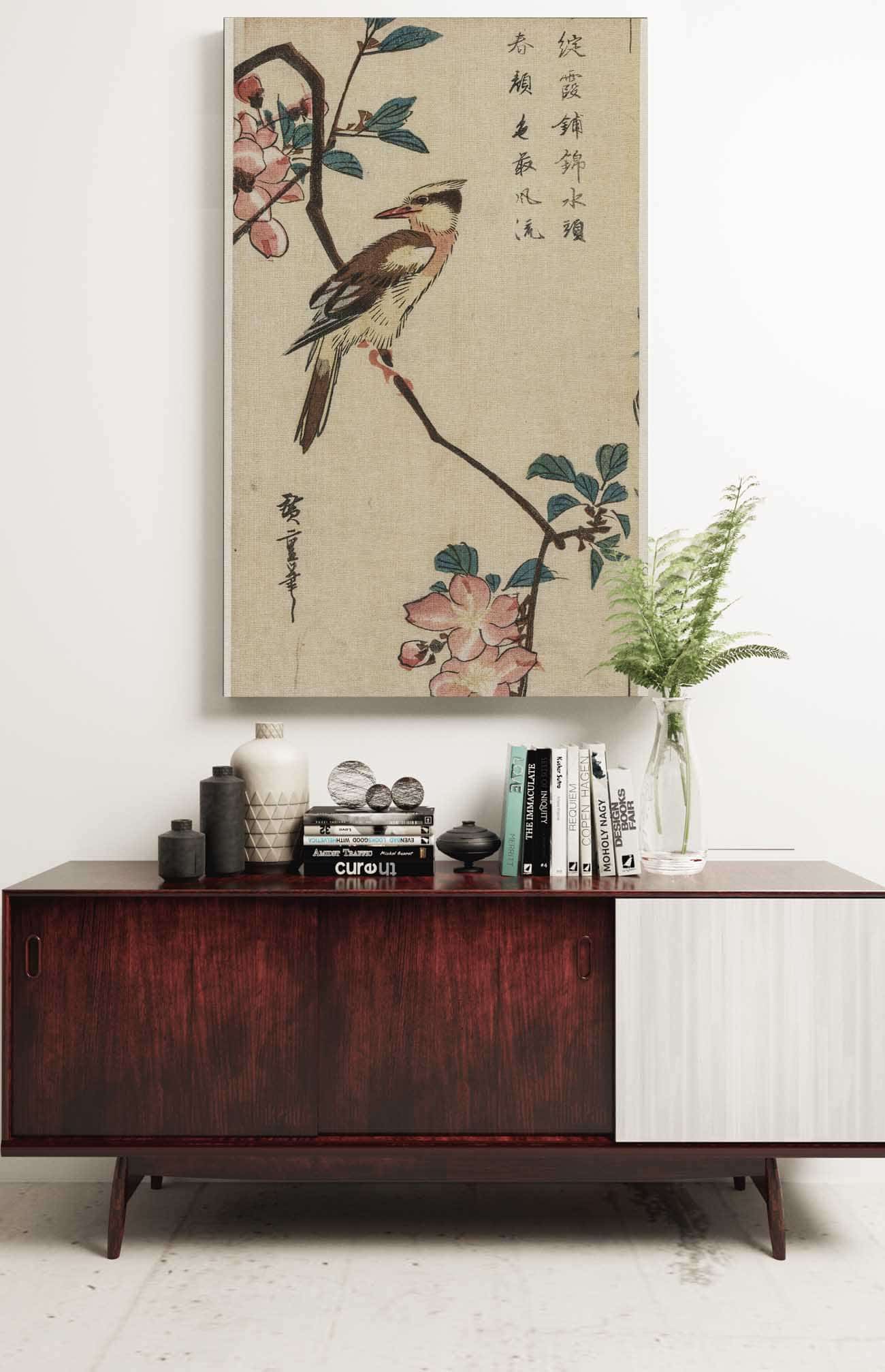 Black Naped Oriole Korean Warbler On A Hall Crabapple by Ando Hiroshige Posters, Prints, & Visual Artwork