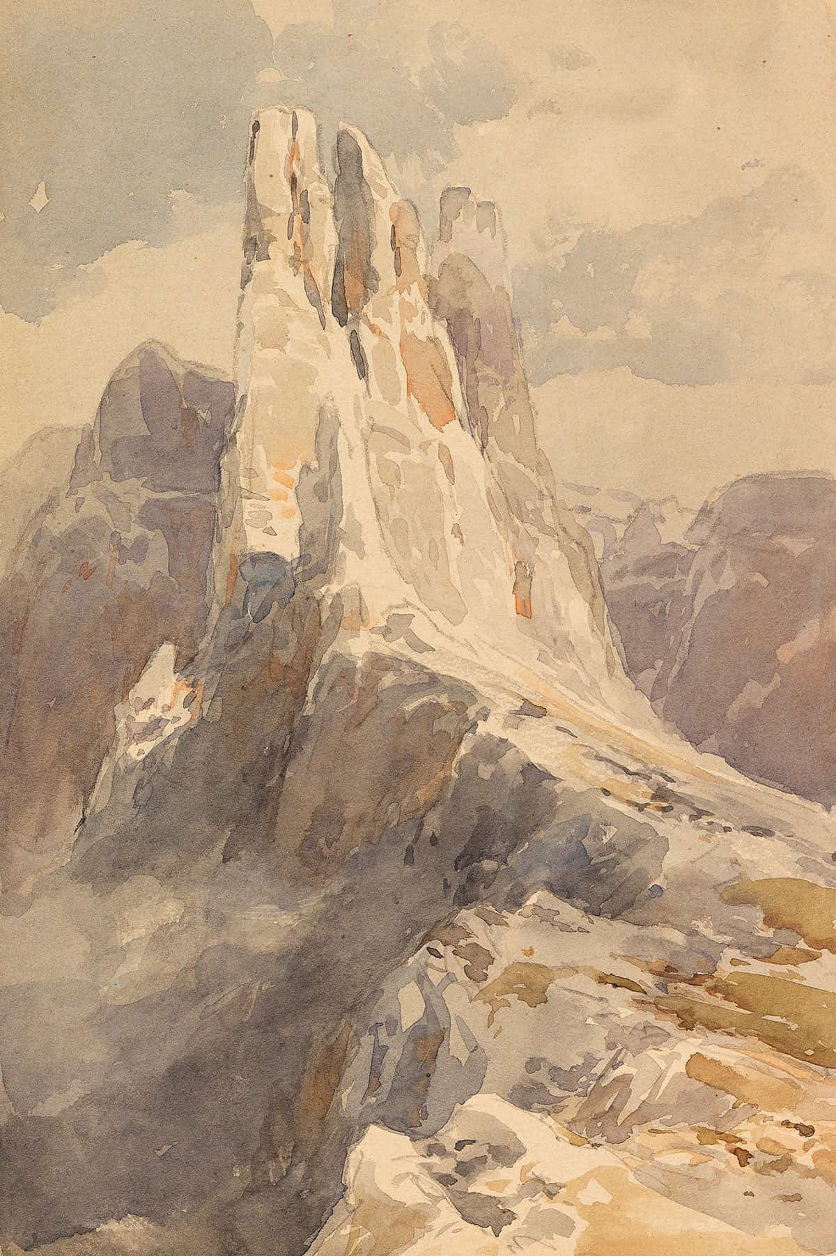 Blick Auf Die Vajolet Turme In Den Dolomiten by Edward Theodore Compton Posters, Prints, & Visual Artwork
