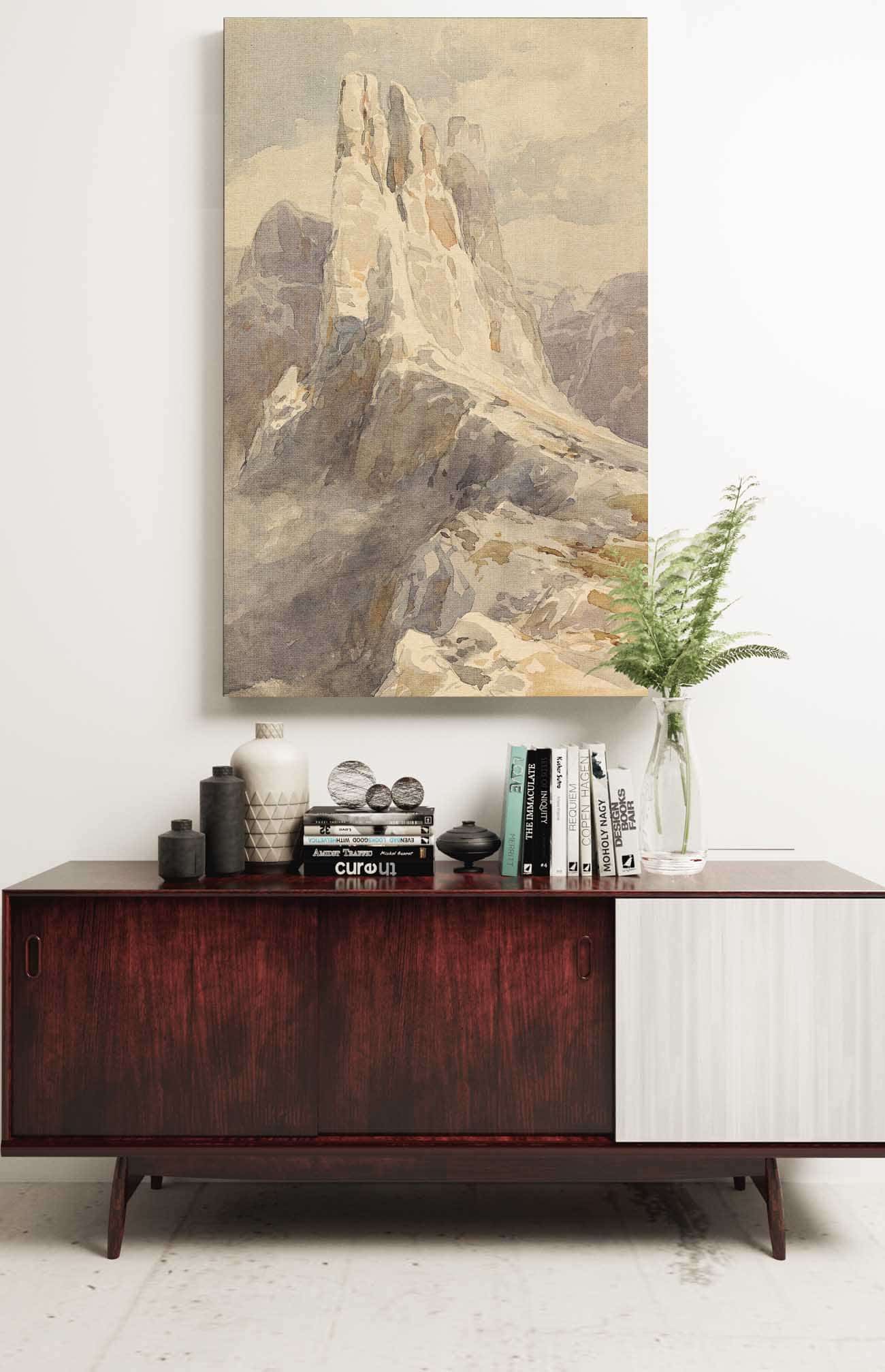 Blick Auf Die Vajolet Turme In Den Dolomiten by Edward Theodore Compton Posters, Prints, & Visual Artwork
