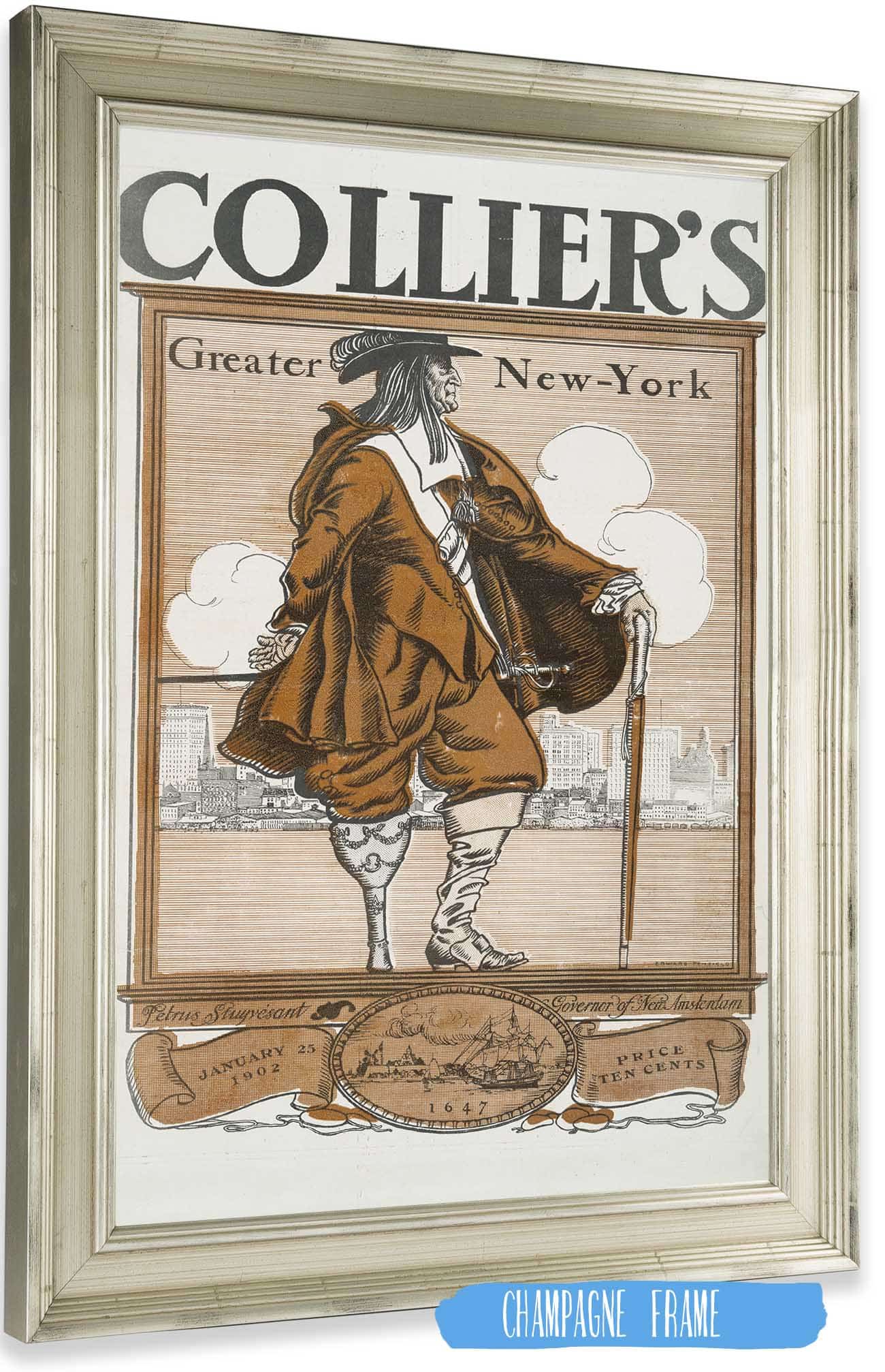 Colliers Greater New York Petrus Stuyvesant Governor Of New Amsterdam by Edward Penfield Posters, Prints, & Visual Artwork