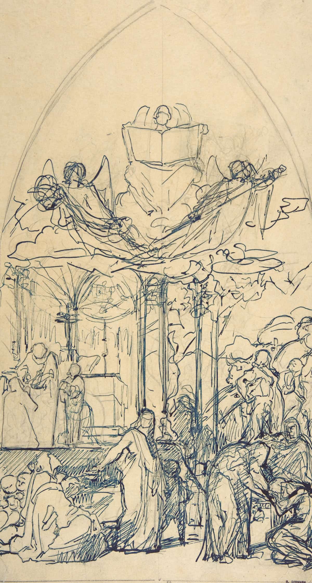 Composition Study With Figures Distributing Bread by Henri Lehmann Posters, Prints, & Visual Artwork
