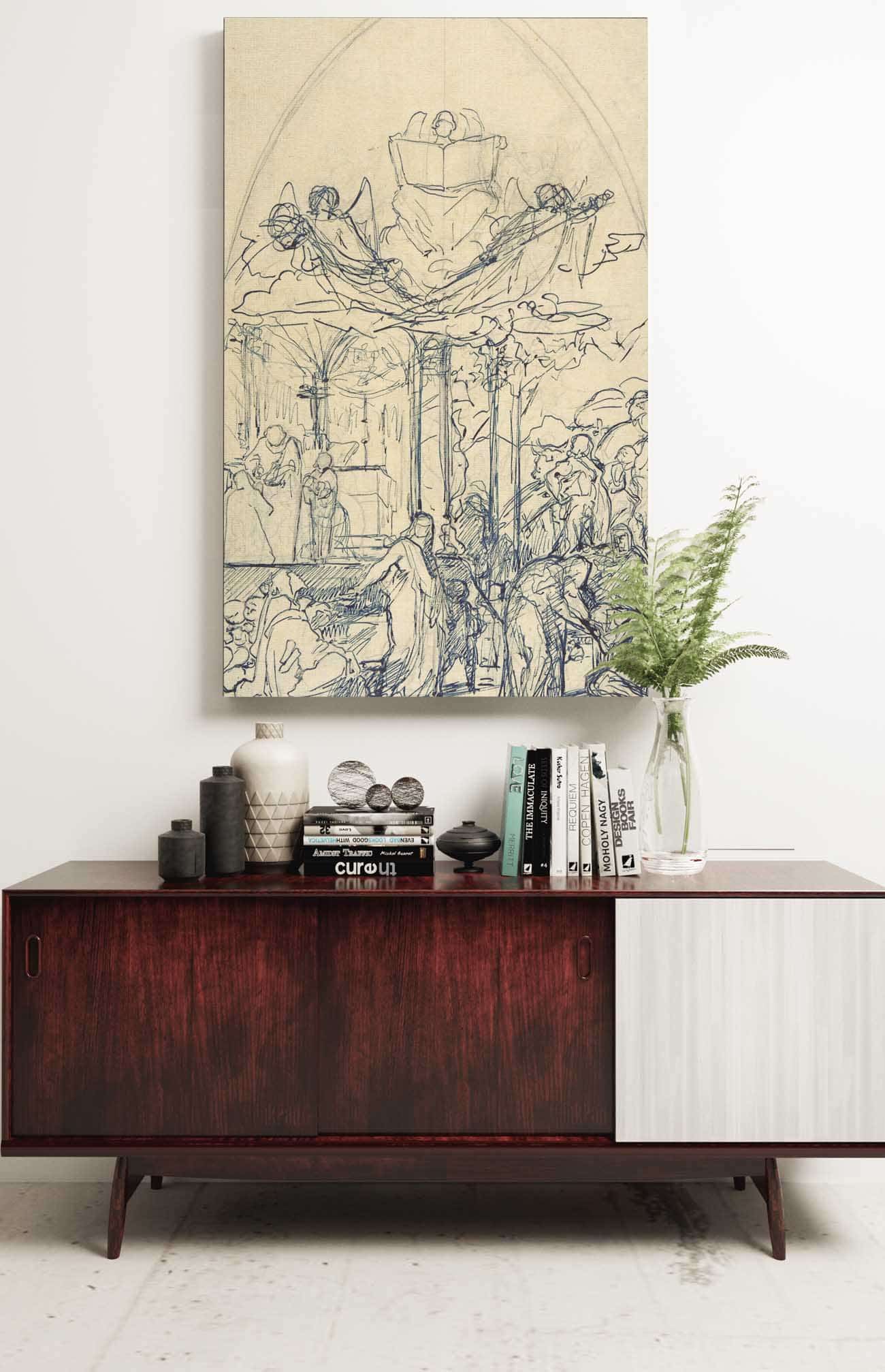 Composition Study With Figures Distributing Bread by Henri Lehmann Posters, Prints, & Visual Artwork