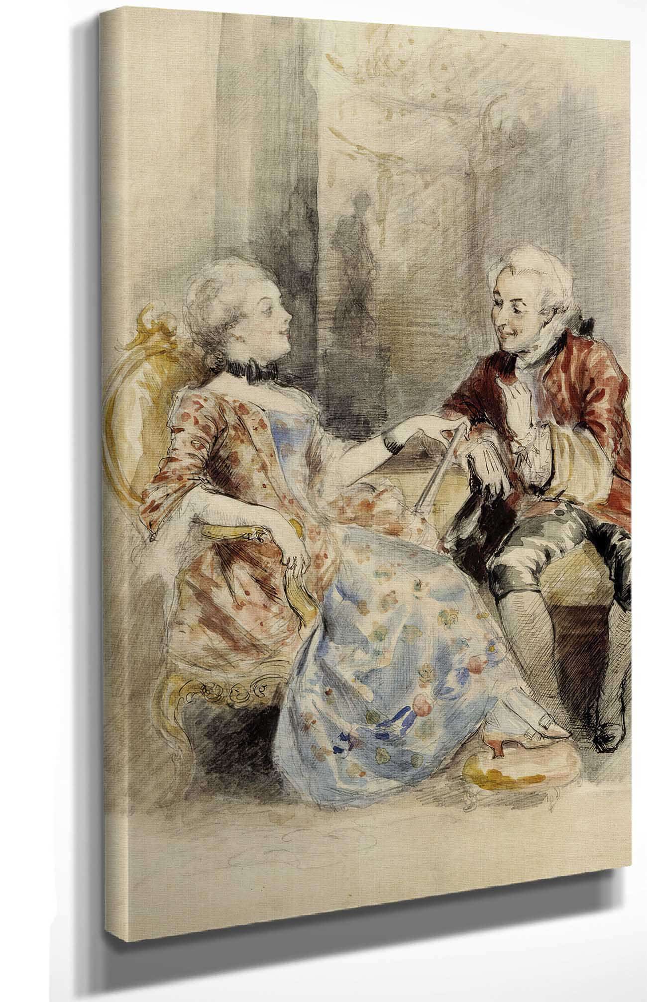 Couple Having A Conversation Rococo Attire by Albert Edelfelt Posters, Prints, & Visual Artwork