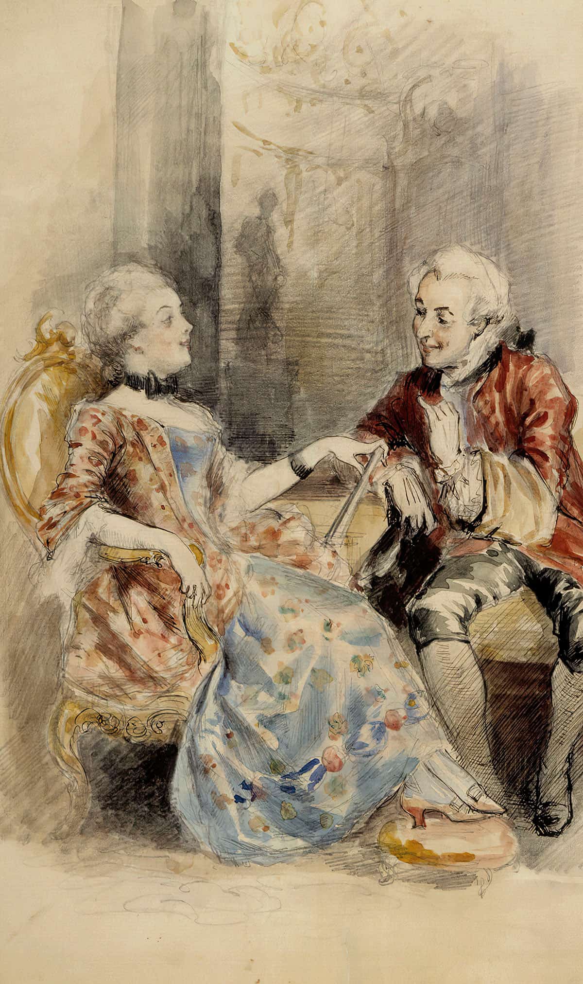 Couple Having A Conversation Rococo Attire by Albert Edelfelt Posters, Prints, & Visual Artwork