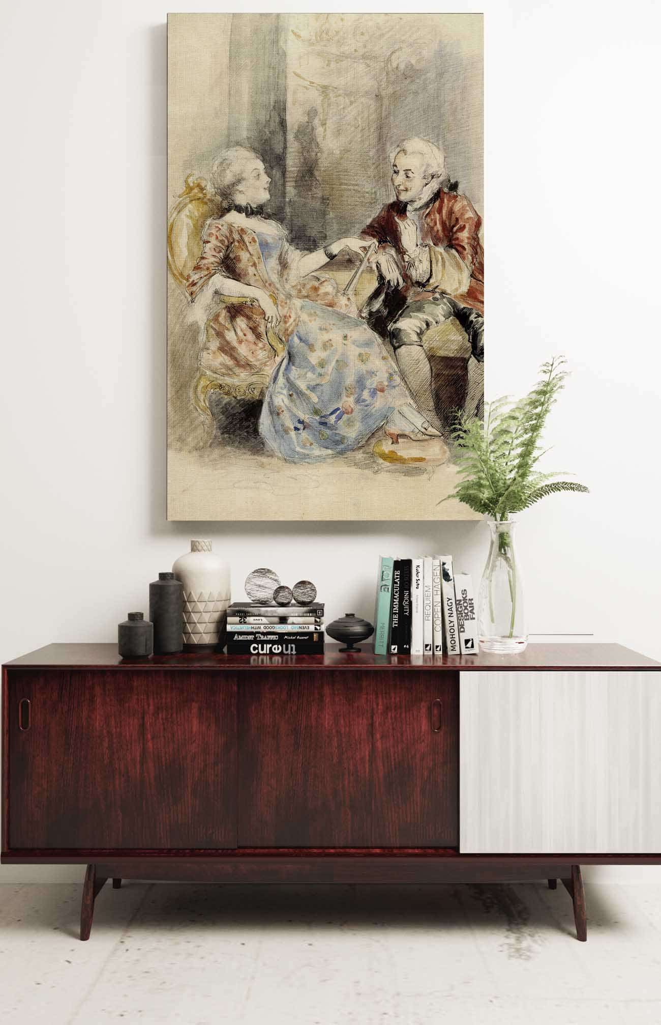 Couple Having A Conversation Rococo Attire by Albert Edelfelt Posters, Prints, & Visual Artwork
