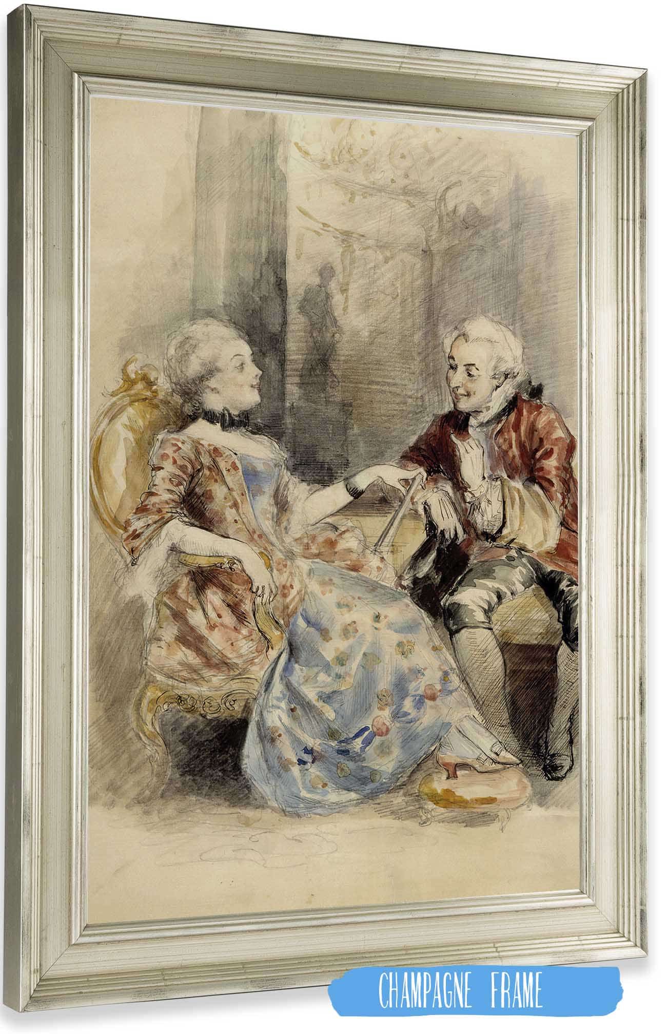 Couple Having A Conversation Rococo Attire by Albert Edelfelt Posters, Prints, & Visual Artwork
