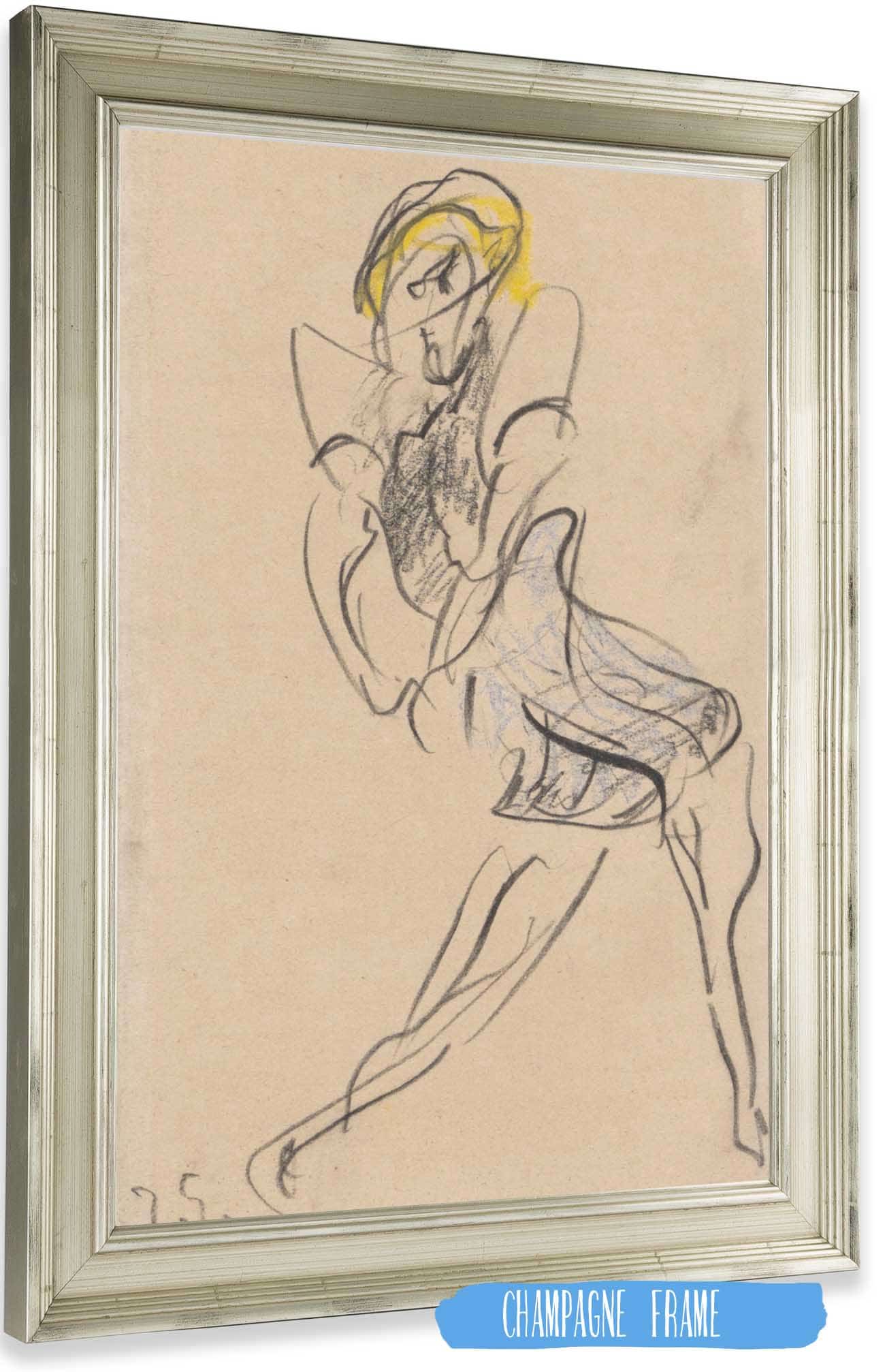 Dancer In Blue Dress by Jules Schmalzigaug Posters, Prints, & Visual Artwork