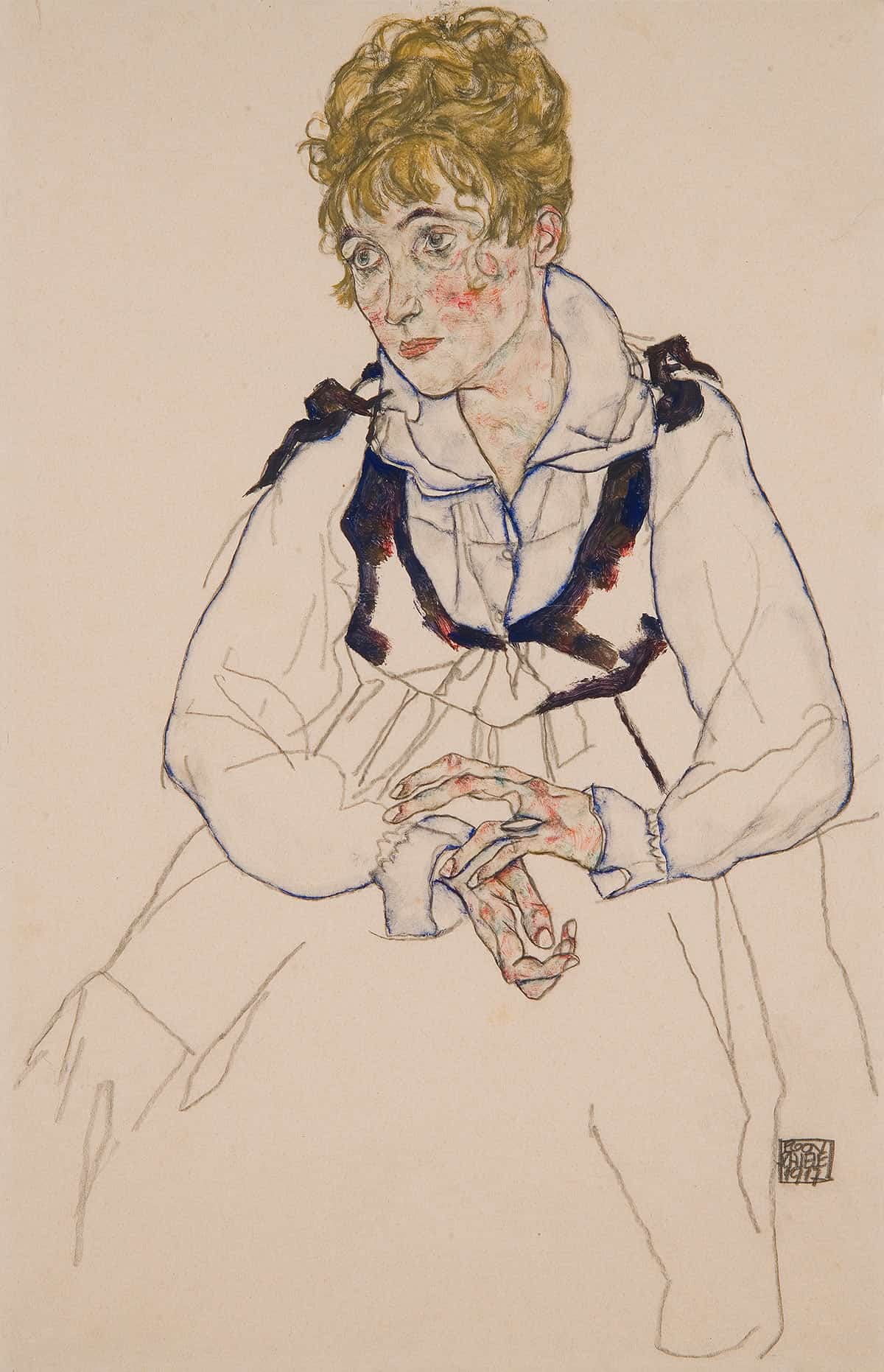 Die Frau Des Kunstlers Sitzend Edith Schiele by Egon Schiele Posters, Prints, & Visual Artwork