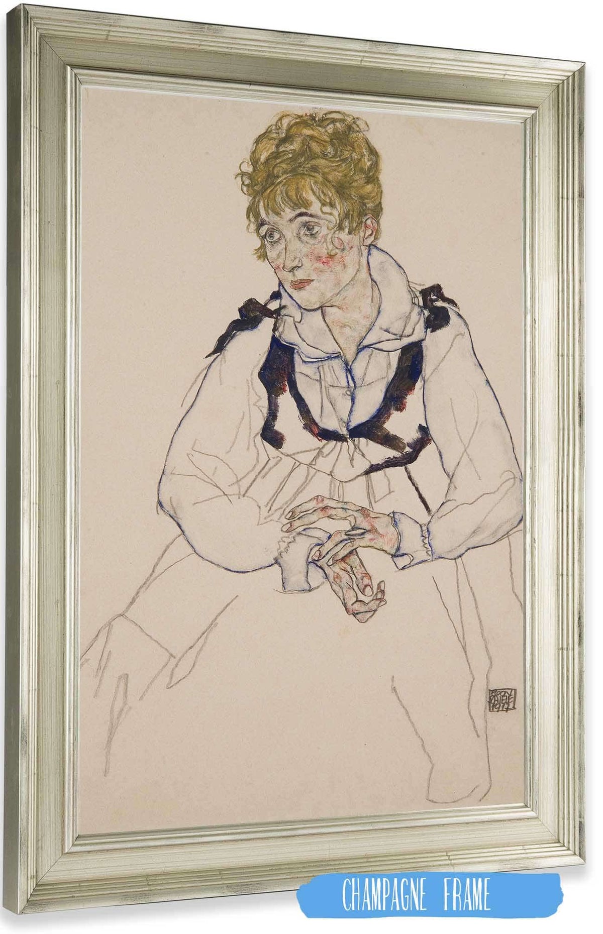 Die Frau Des Kunstlers Sitzend Edith Schiele by Egon Schiele Posters, Prints, & Visual Artwork