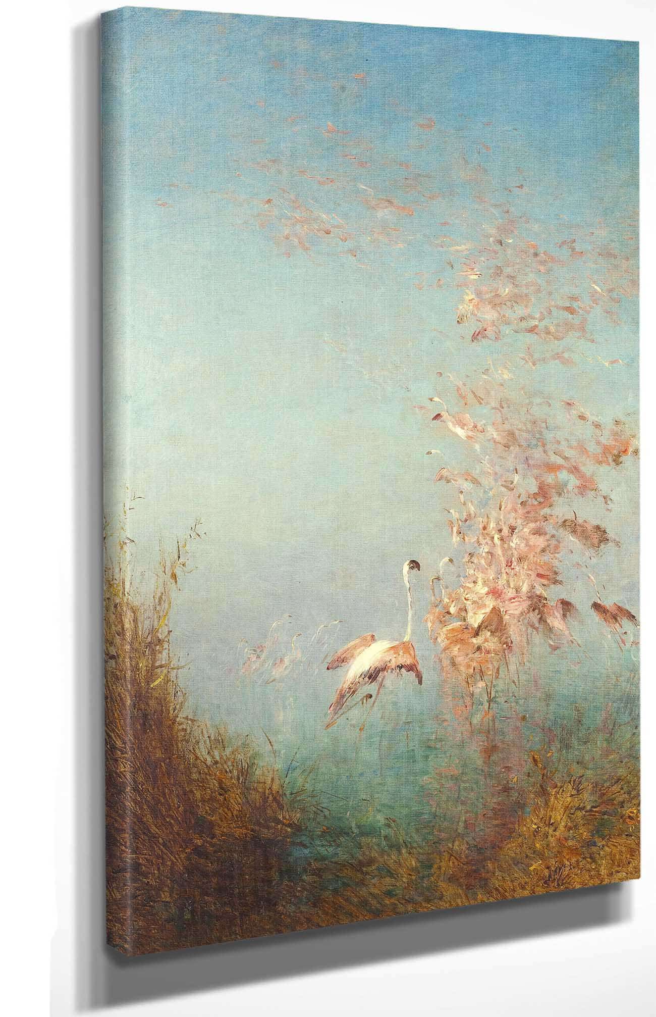 Envol De Flamants Roses Etang De Vaccares by Felix Ziem Posters, Prints, & Visual Artwork