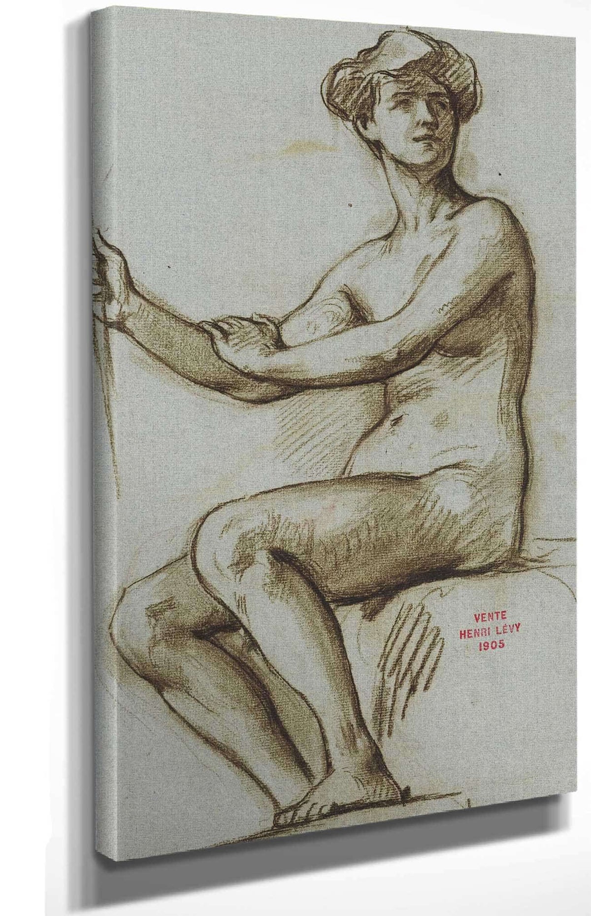 Etude De Jeune Femme Assise Tenant Un Objet Dans La Main Droite by Henri Leopold Levy Posters, Prints, & Visual Artwork