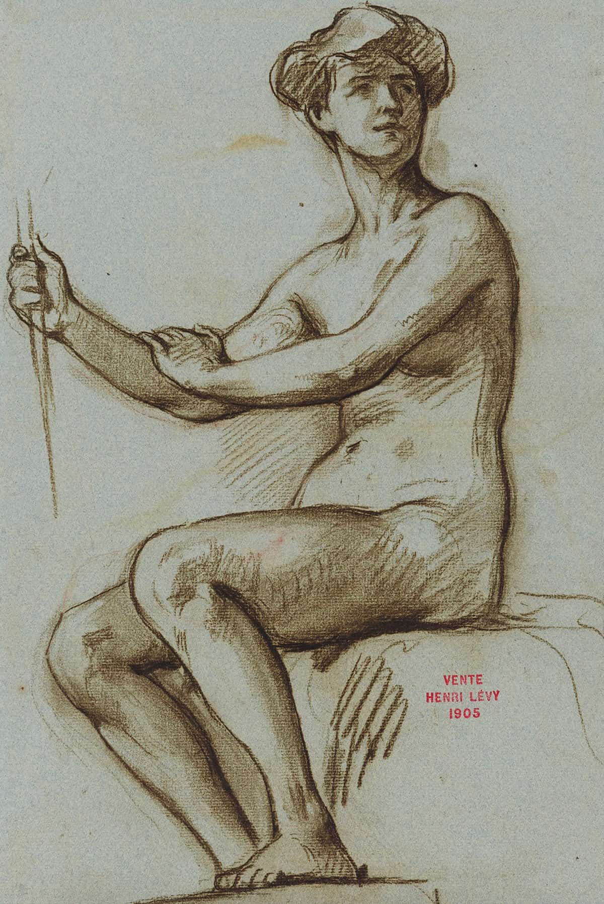 Etude De Jeune Femme Assise Tenant Un Objet Dans La Main Droite by Henri Leopold Levy Posters, Prints, & Visual Artwork