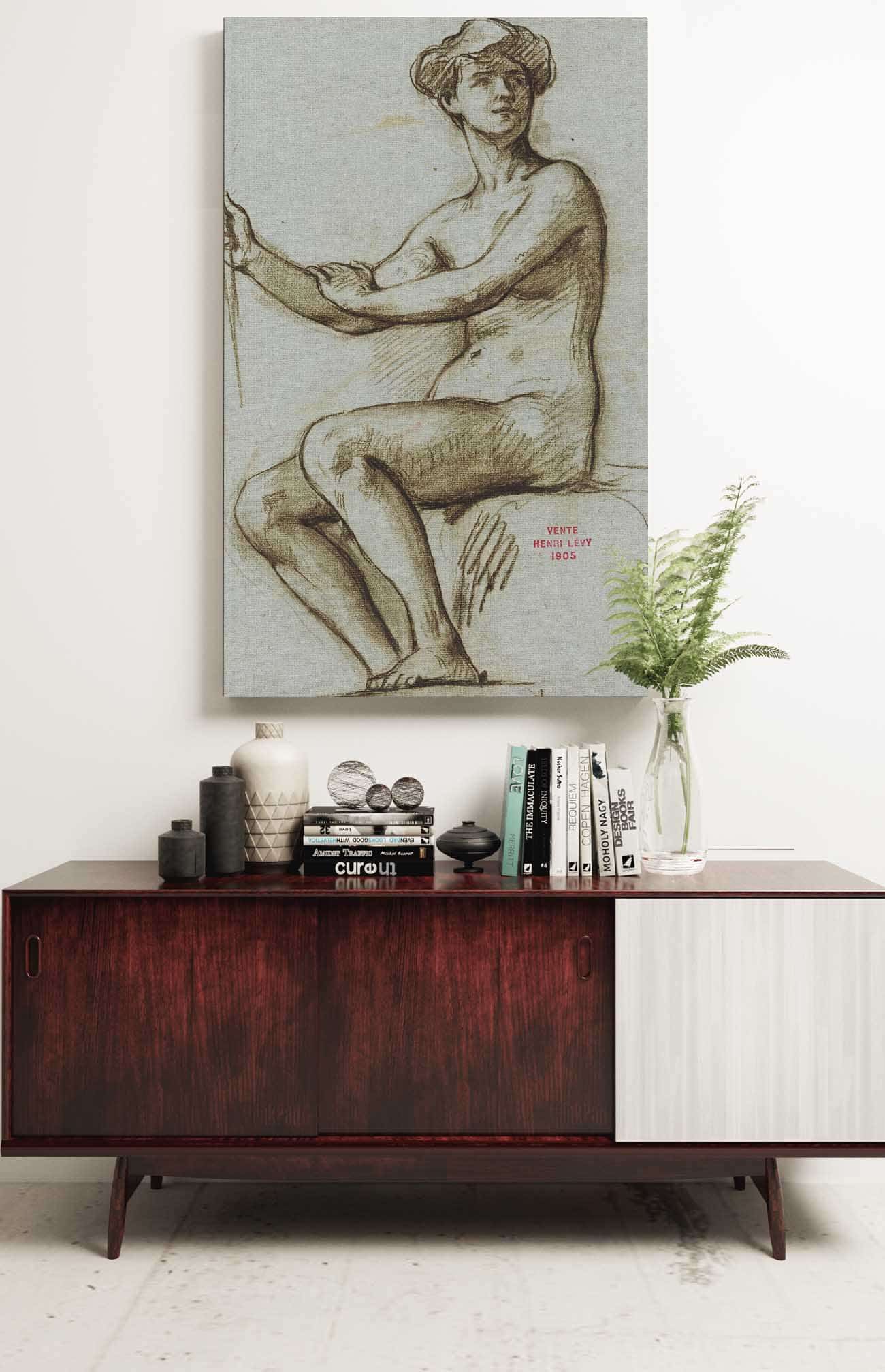 Etude De Jeune Femme Assise Tenant Un Objet Dans La Main Droite by Henri Leopold Levy Posters, Prints, & Visual Artwork