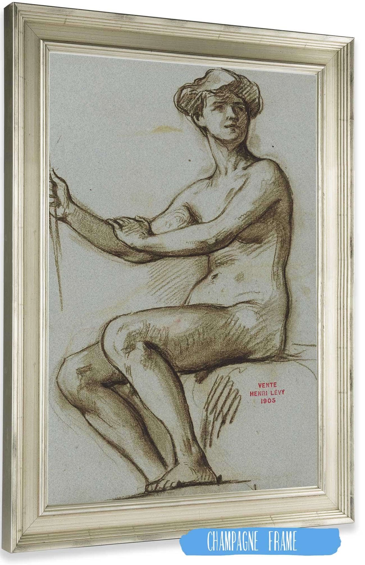 Etude De Jeune Femme Assise Tenant Un Objet Dans La Main Droite by Henri Leopold Levy Posters, Prints, & Visual Artwork