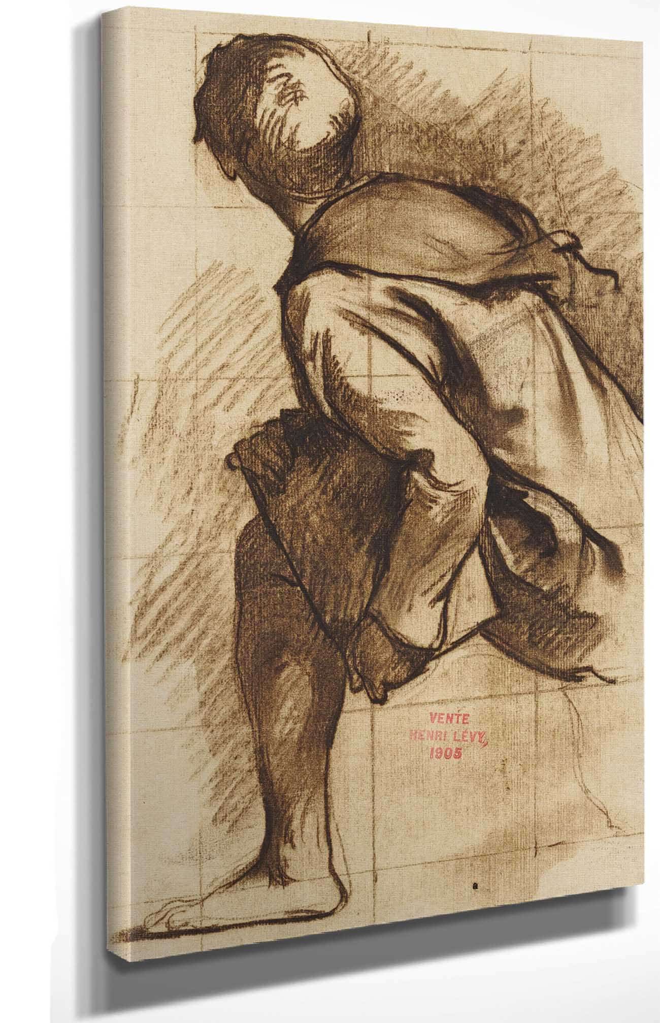 Etude Dun Moine De Dos by Henri Leopold Levy Posters, Prints, & Visual Artwork