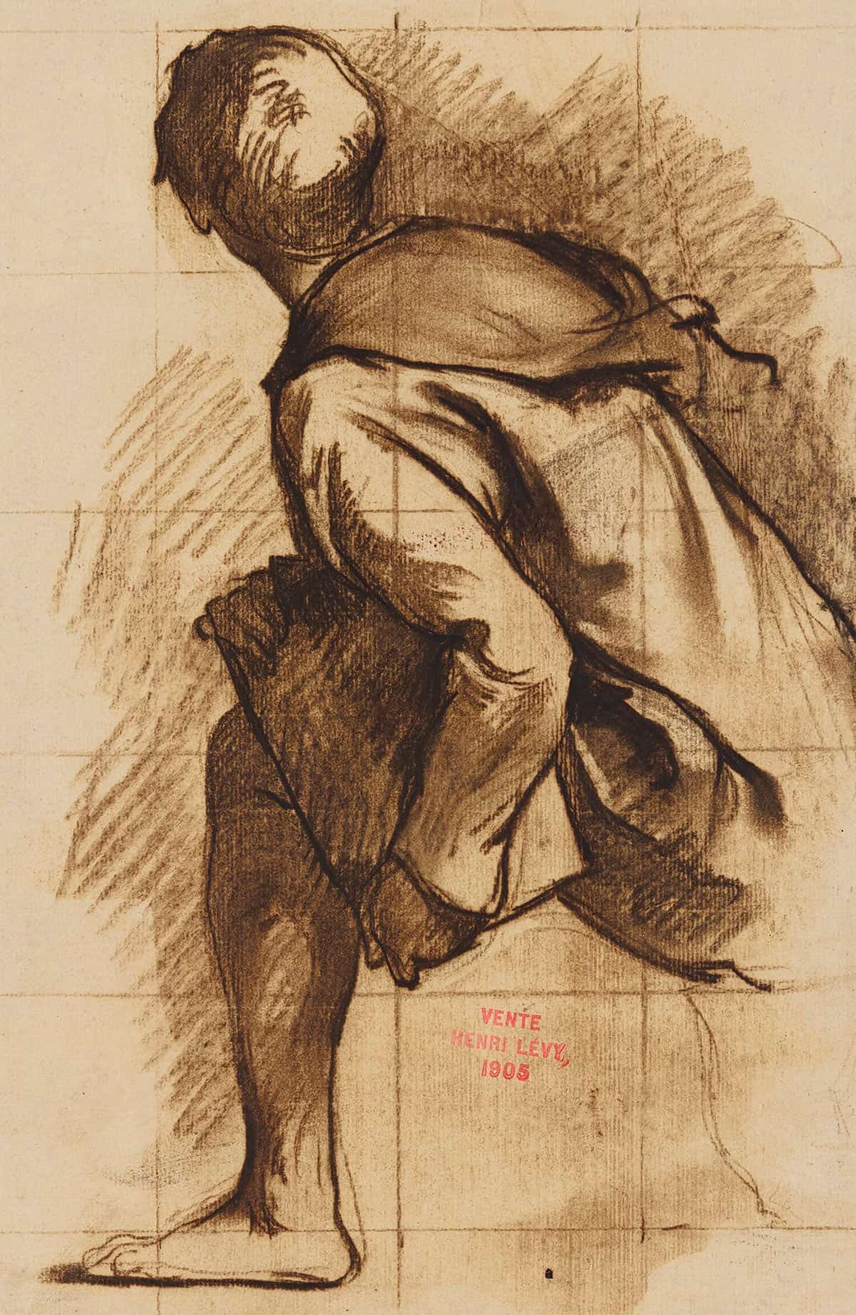 Etude Dun Moine De Dos by Henri Leopold Levy Posters, Prints, & Visual Artwork