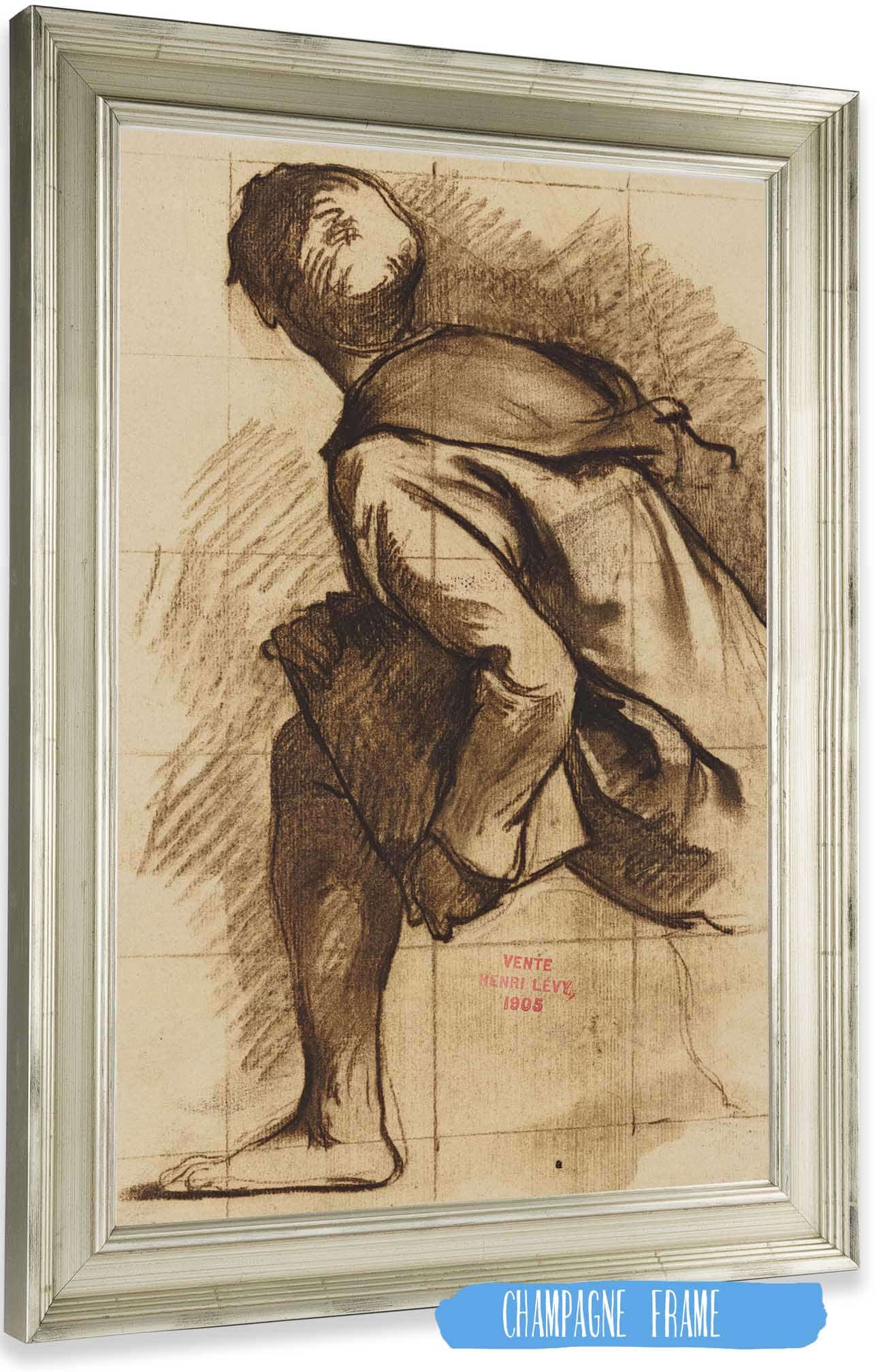 Etude Dun Moine De Dos by Henri Leopold Levy Posters, Prints, & Visual Artwork