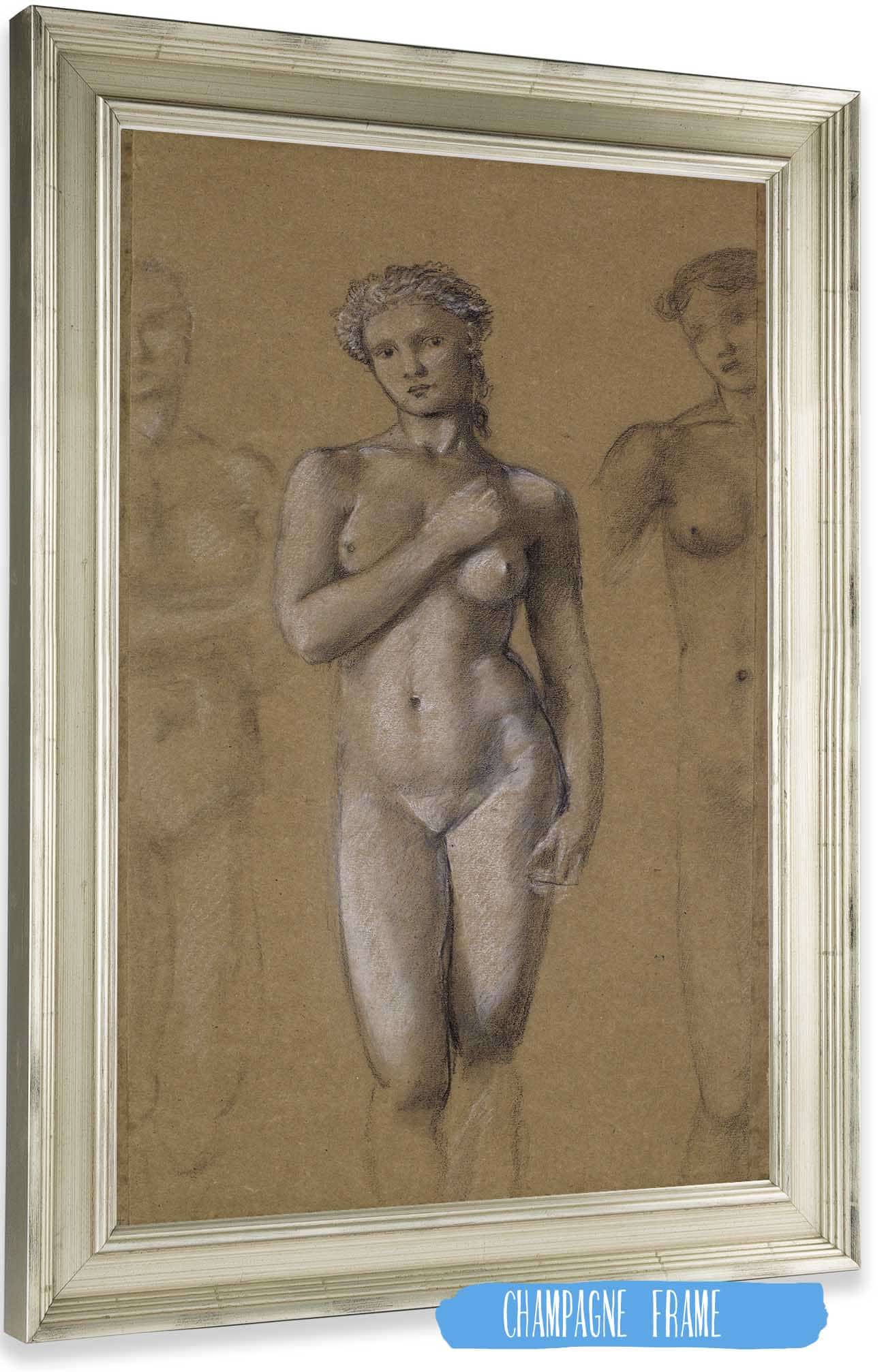 Female Nude Three Studies Possibly For Venus by Sir Edward Coley Burne Jones Posters, Prints, & Visual Artwork