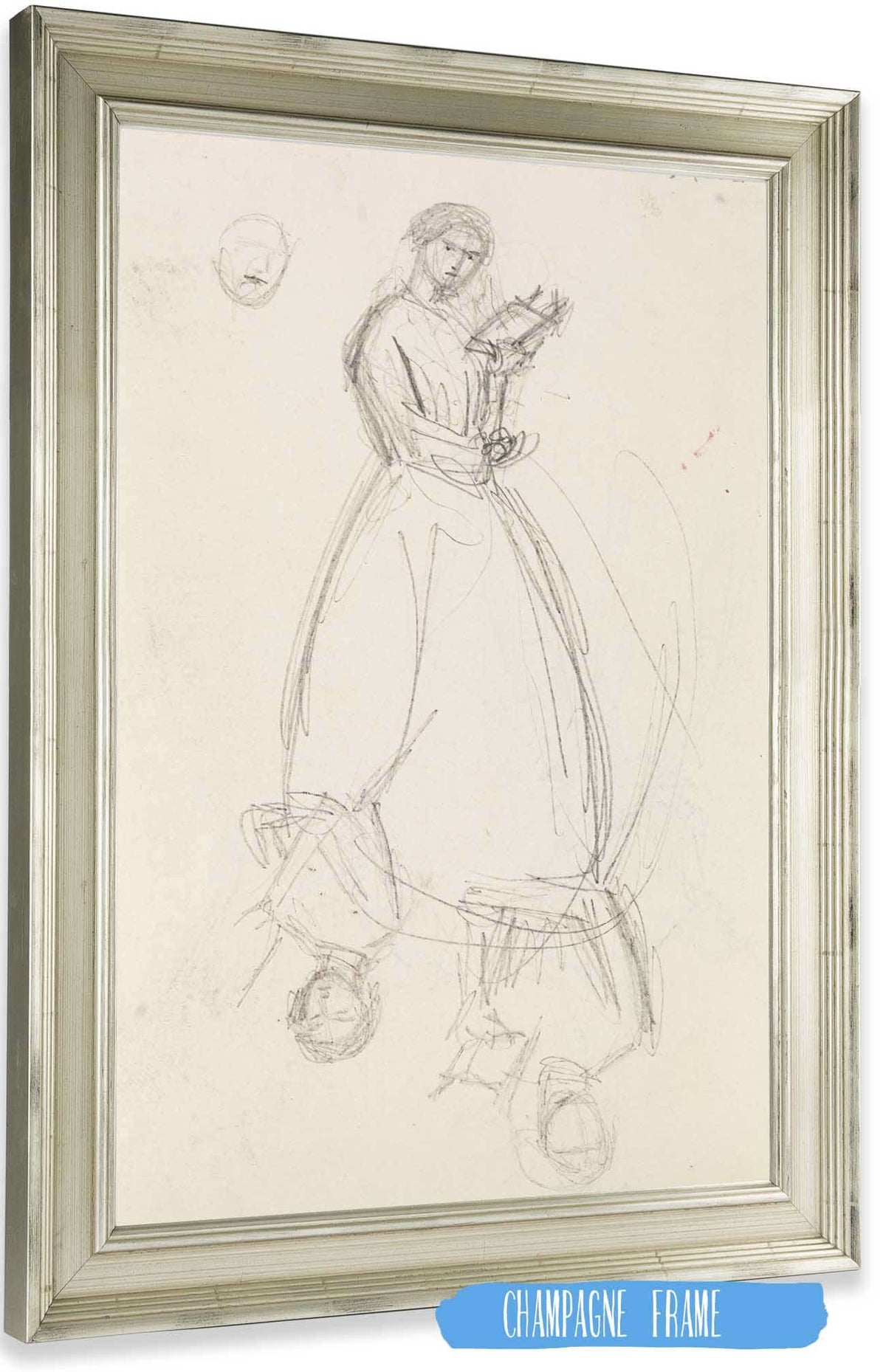 Female Two Sketches Of A Young Woman Holding A Book  by Sir John Everett Millais Posters, Prints, & Visual Artwork
