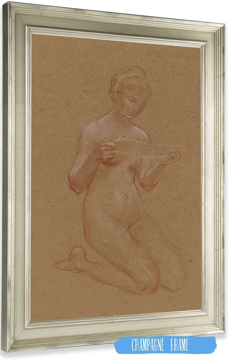 Femme Nue A Genoux by Luc Olivier Merson Posters, Prints, & Visual Artwork