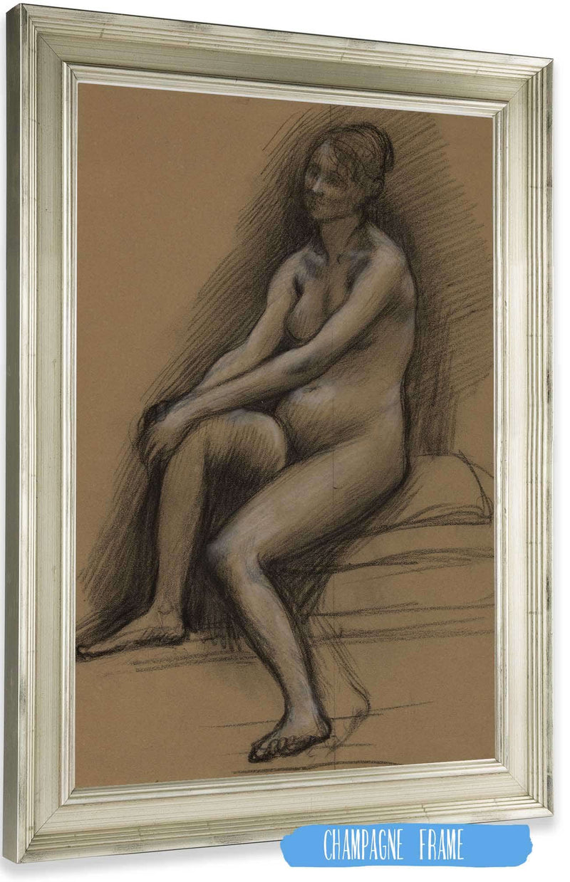 Femme Nue Assise De Trois Quarts A Gauche by Pierre Puvis De Chavannes Posters, Prints, & Visual Artwork