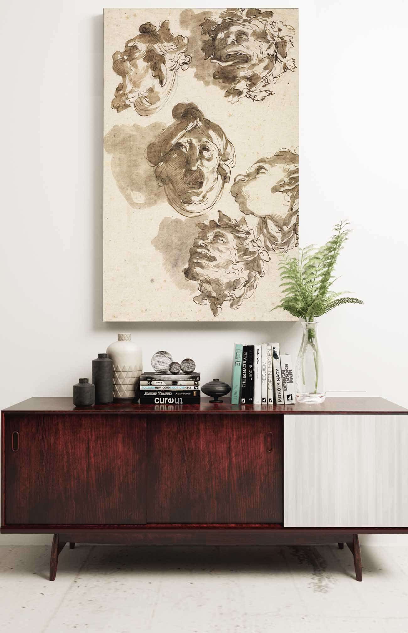 Five Grotesque Heads Second Half S by Gaetano Gandolfi Posters, Prints, & Visual Artwork