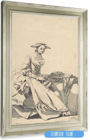 Florentine Woman Wearing A Butterfly Cap And Holding A Hand Warmer by Jean Baptiste Greuze Posters, Prints, & Visual Artwork