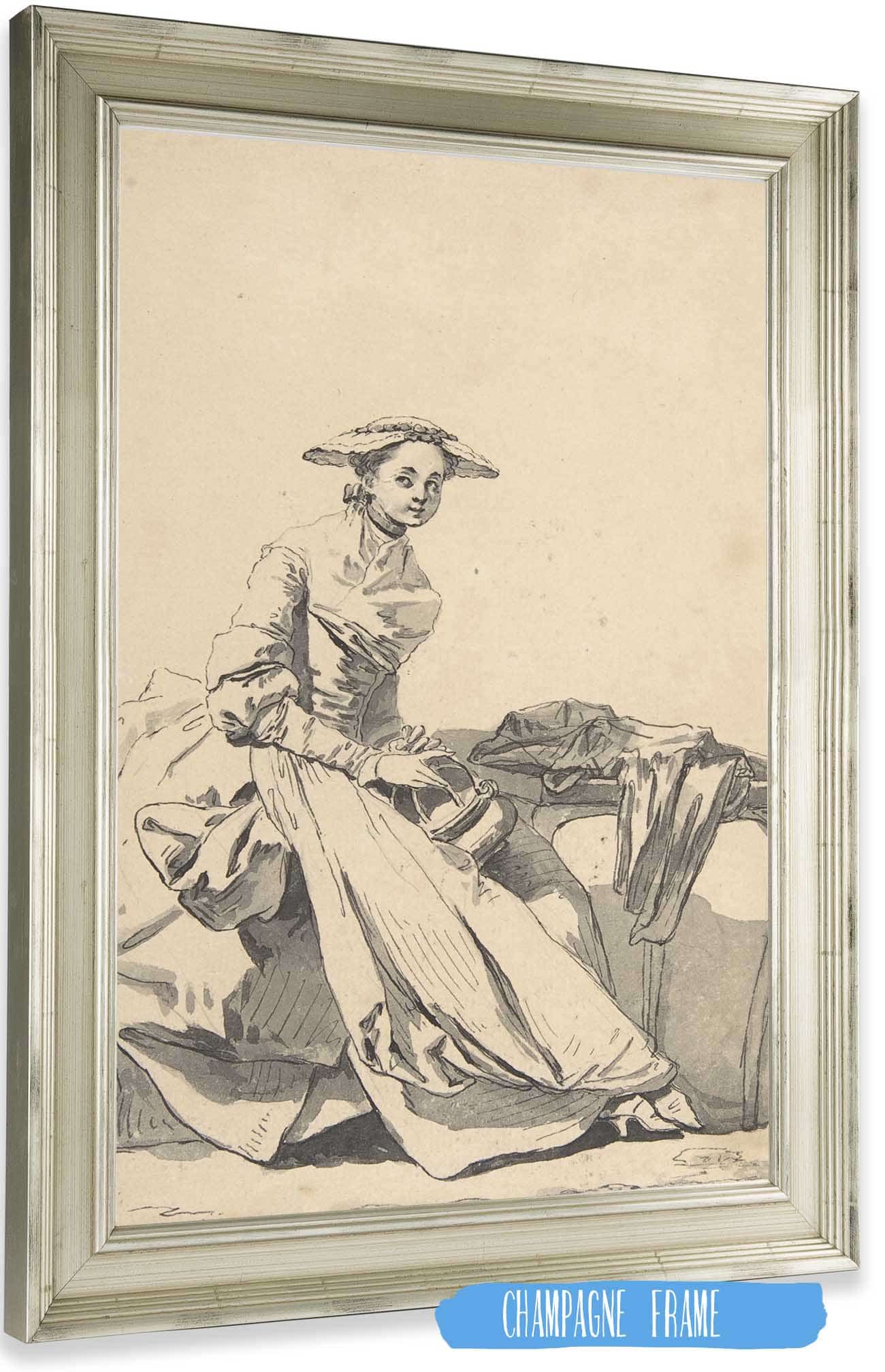 Florentine Woman Wearing A Butterfly Cap And Holding A Hand Warmer by Jean Baptiste Greuze Posters, Prints, & Visual Artwork
