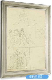 Four Compositional Studies For A Group Of Figures  by Theodore Gericault Posters, Prints, & Visual Artwork