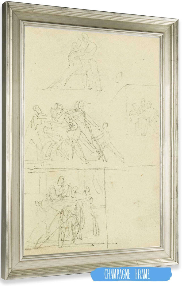 Four Compositional Studies For A Group Of Figures  by Theodore Gericault Posters, Prints, & Visual Artwork