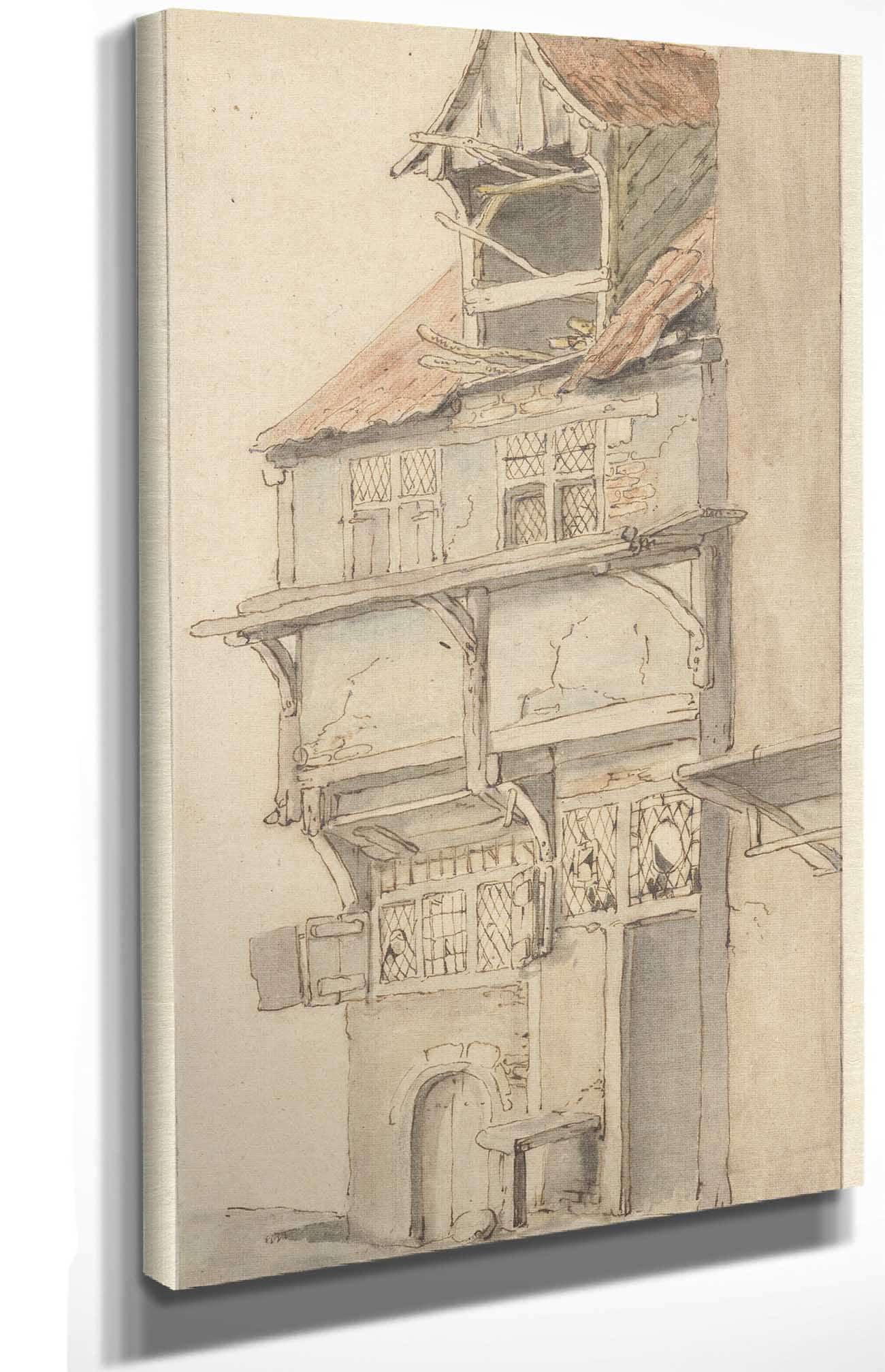 Gevel Van Een Hoekhuis Met Open Dakkapel  by Adriaen Van Ostade Posters, Prints, & Visual Artwork