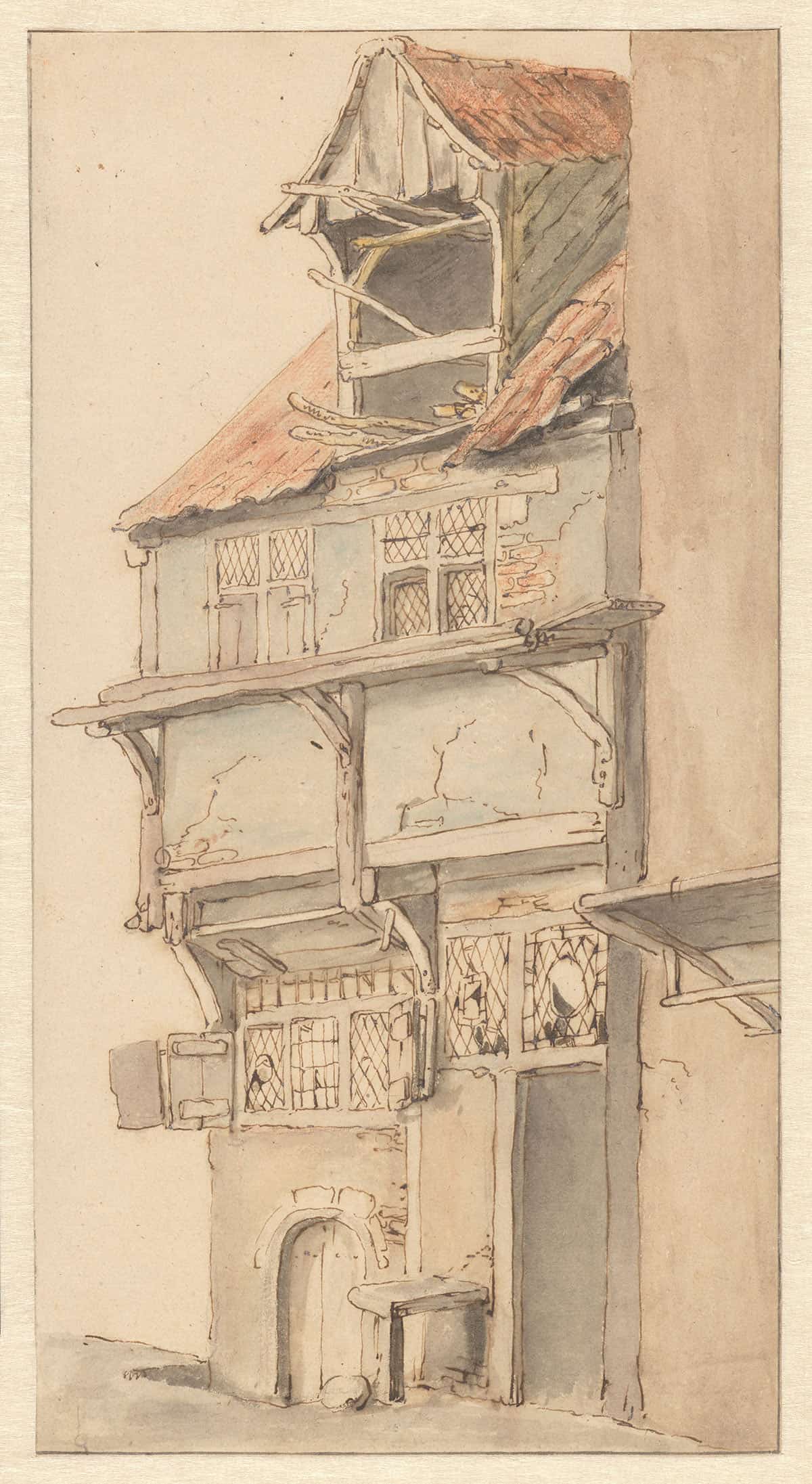 Gevel Van Een Hoekhuis Met Open Dakkapel  by Adriaen Van Ostade Posters, Prints, & Visual Artwork