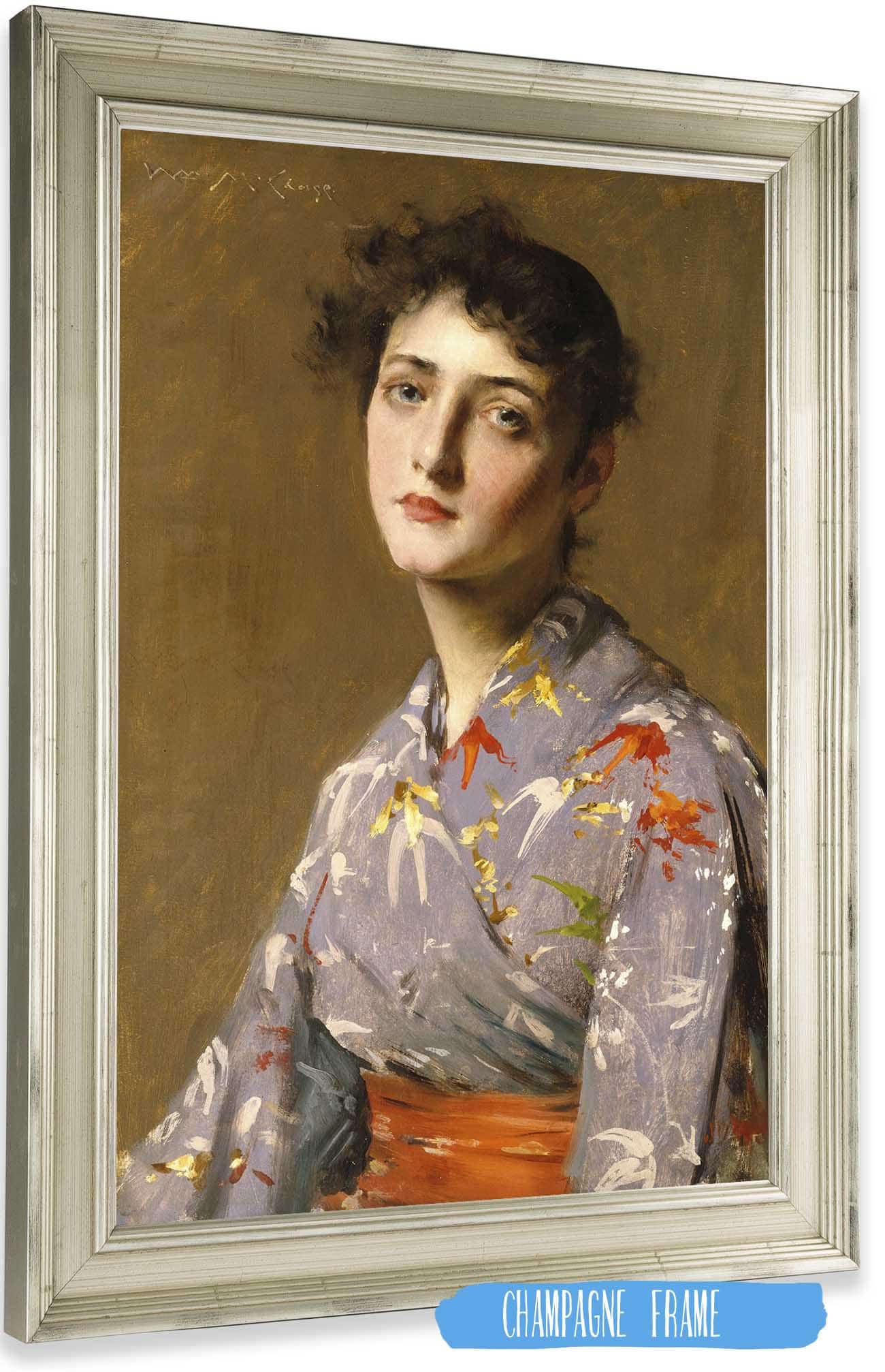 Girl In A Japanese Costume by William Merritt Chase Posters, Prints, & Visual Artwork