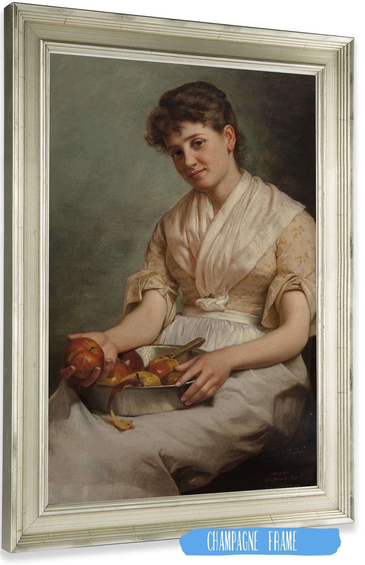 Girl Peeling Apples by John George Brown Posters, Prints, & Visual Artwork