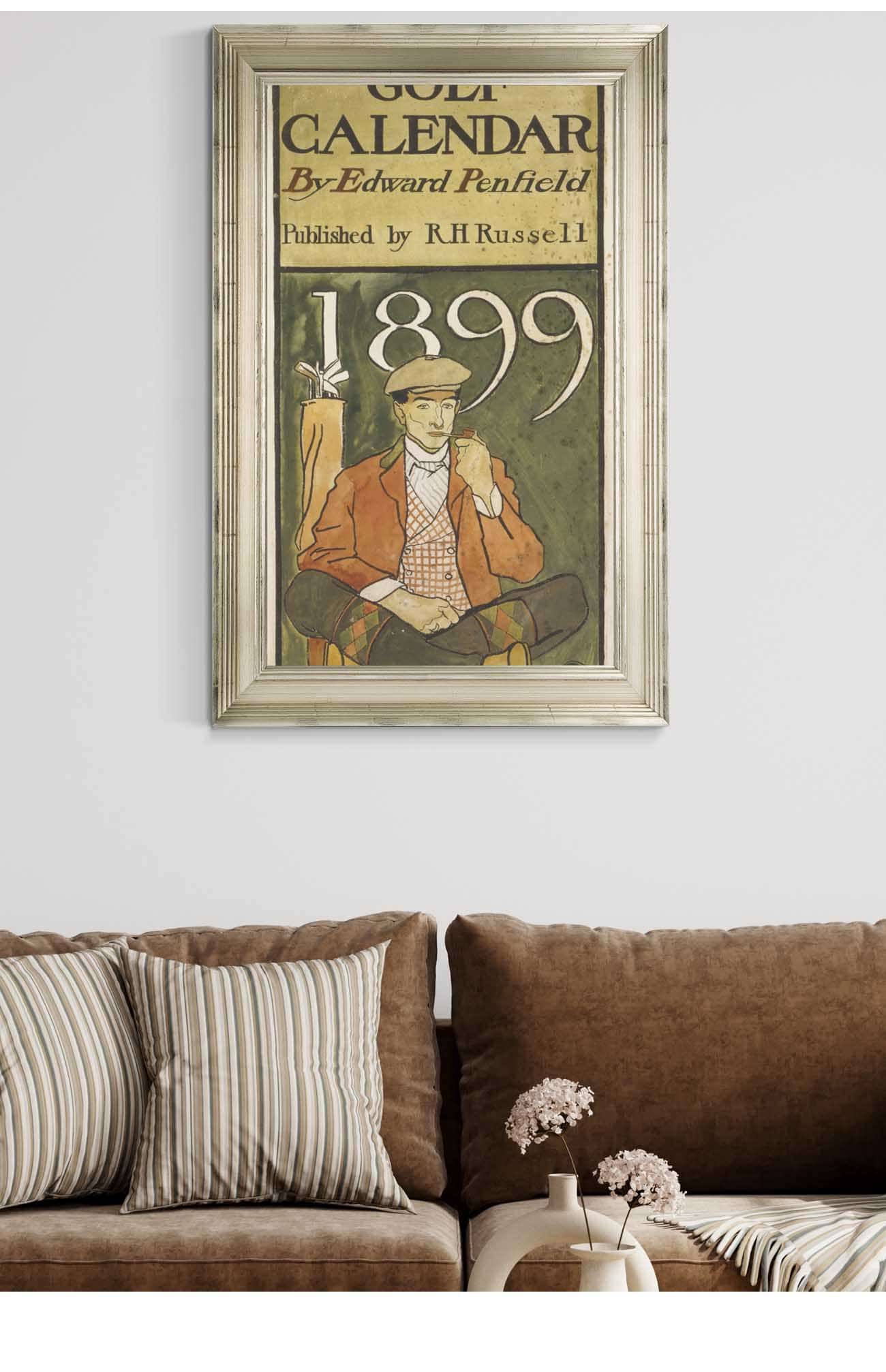 Golfer Seated By Clubs by Edward Penfield Posters, Prints, & Visual Artwork