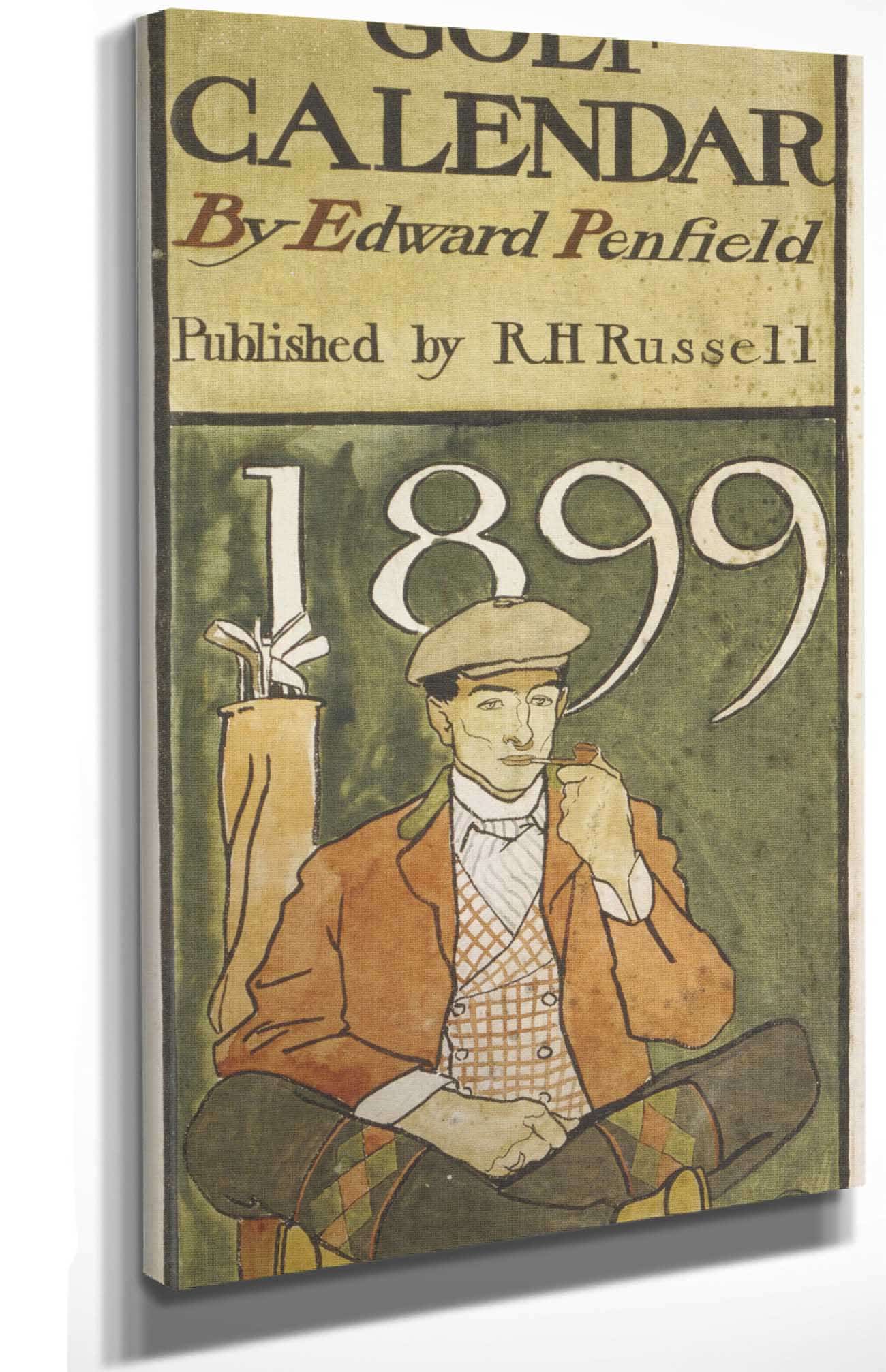 Golfer Seated By Clubs by Edward Penfield Posters, Prints, & Visual Artwork