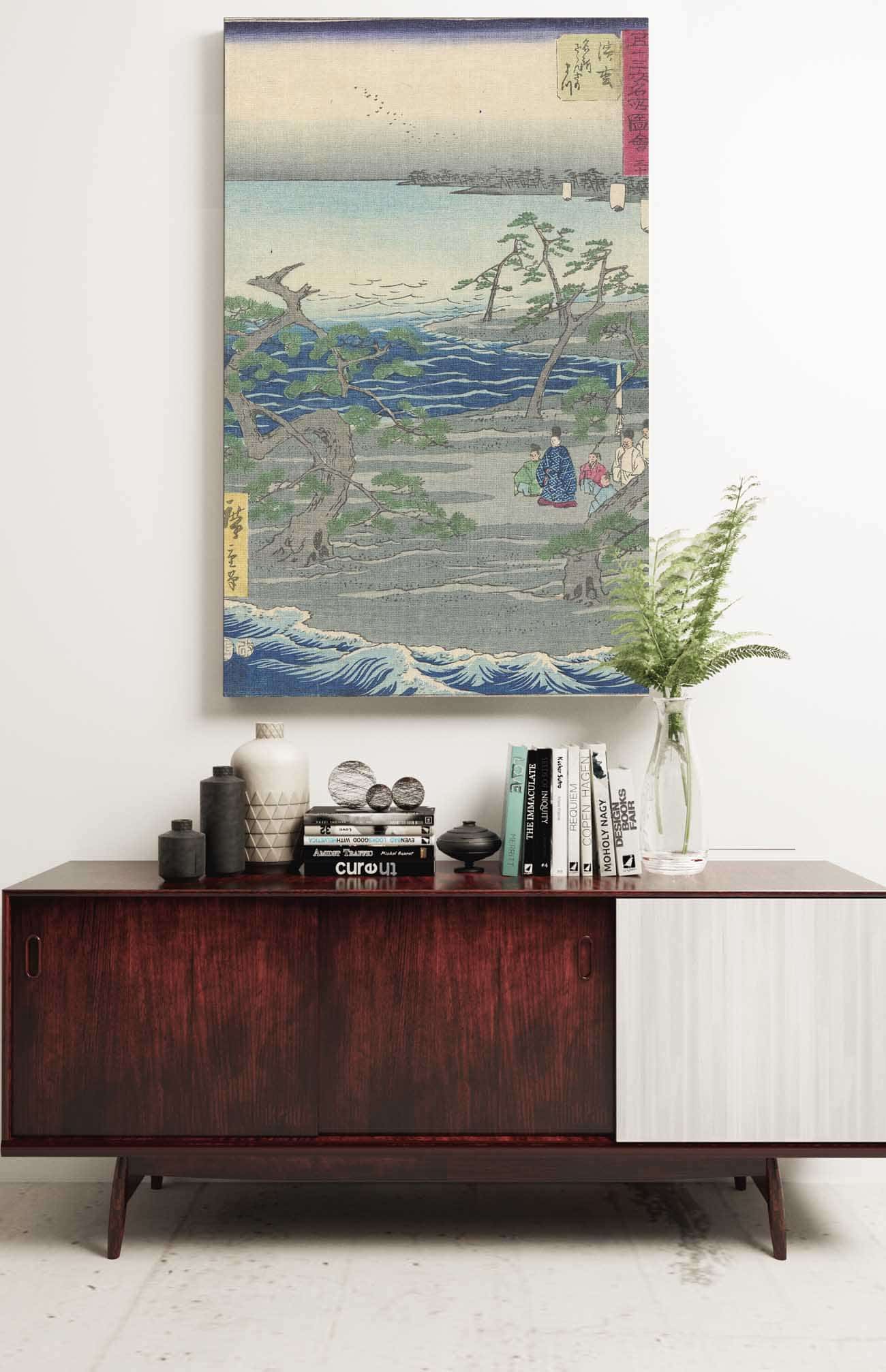 Group Among Pine Trees An Inlet by Ando Hiroshige Posters, Prints, & Visual Artwork
