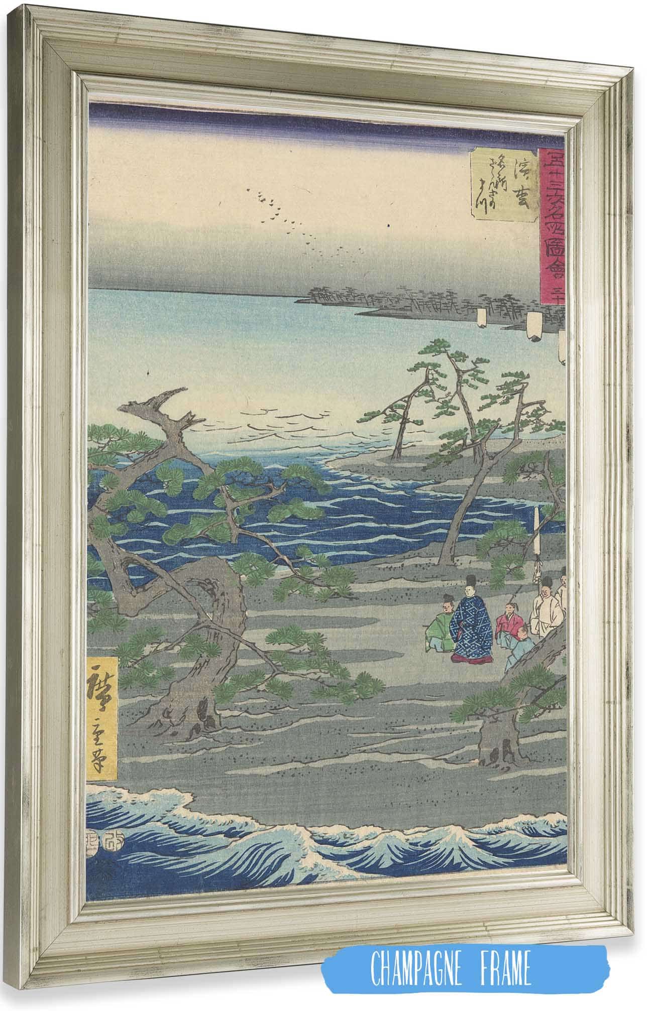 Group Among Pine Trees An Inlet by Ando Hiroshige Posters, Prints, & Visual Artwork
