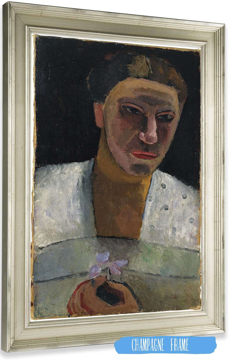 Half Length Portrait Of Lee Hoetger With Flower by Paula Modersohn Becker Posters, Prints, & Visual Artwork