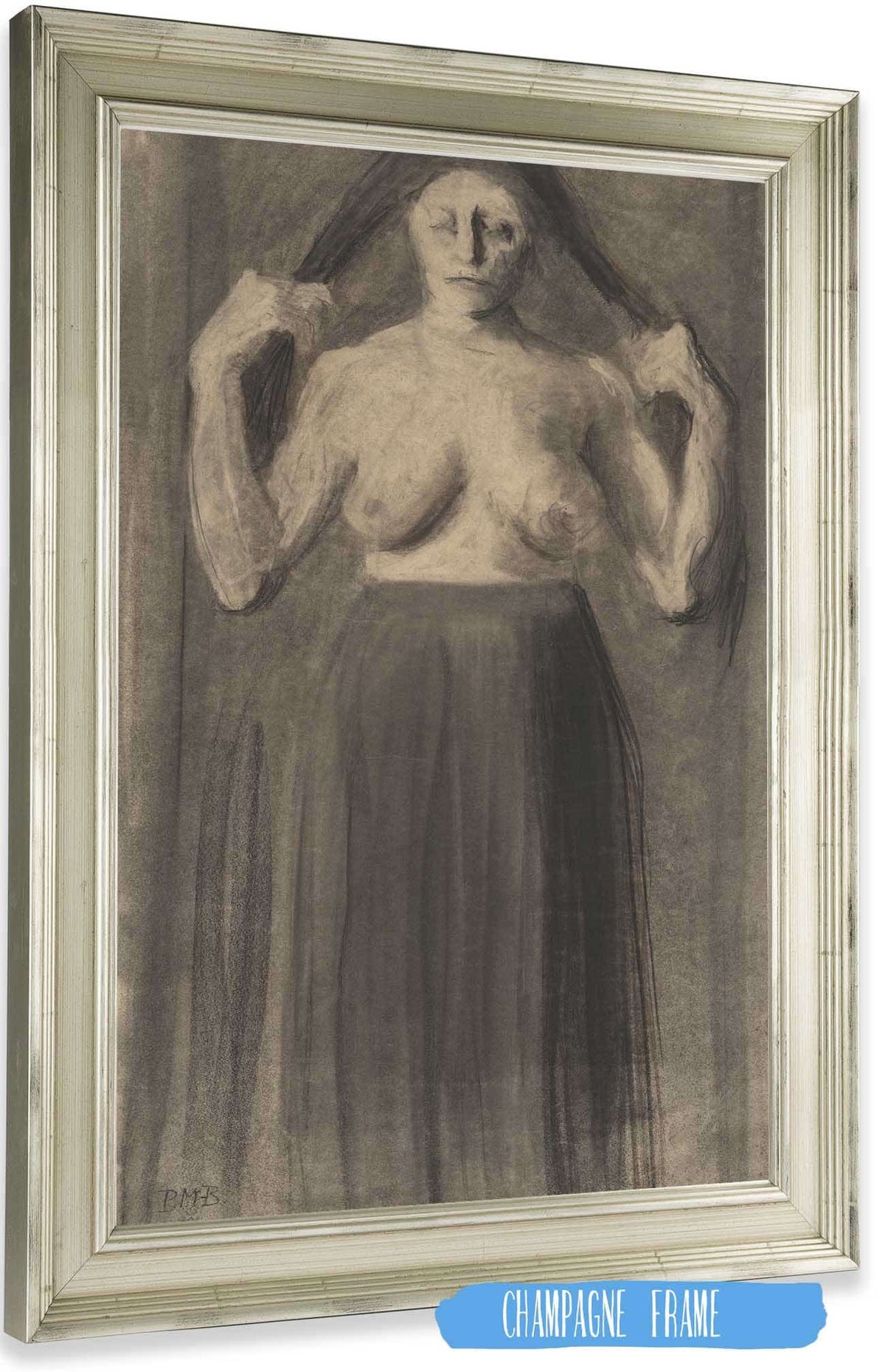 Half Nude Woman Holding Her Hair Apart by Paula Modersohn Becker Posters, Prints, & Visual Artwork