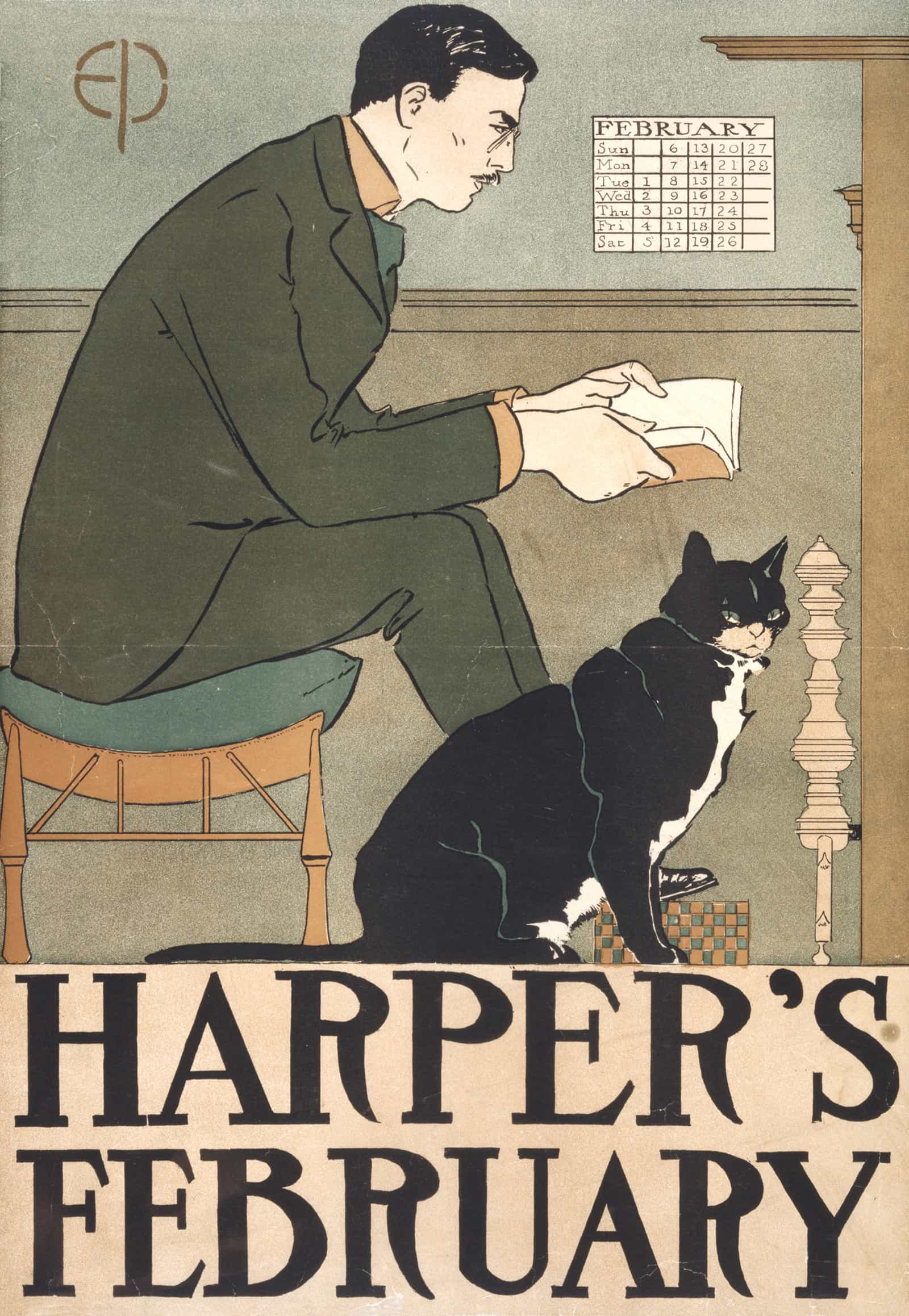 Harpers February  by Edward Penfield Posters, Prints, & Visual Artwork