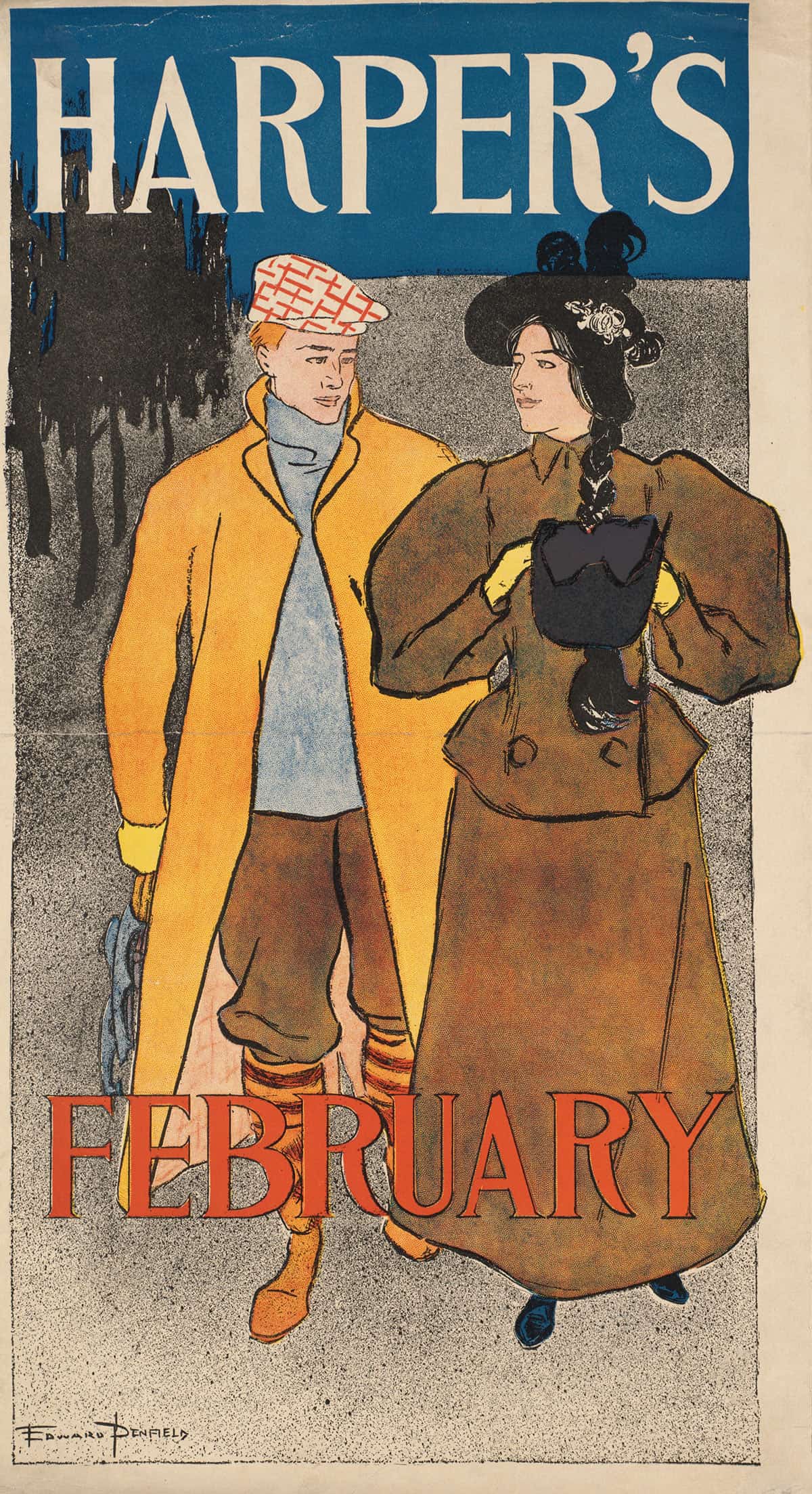 Harpers February  by Edward Penfield Posters, Prints, & Visual Artwork