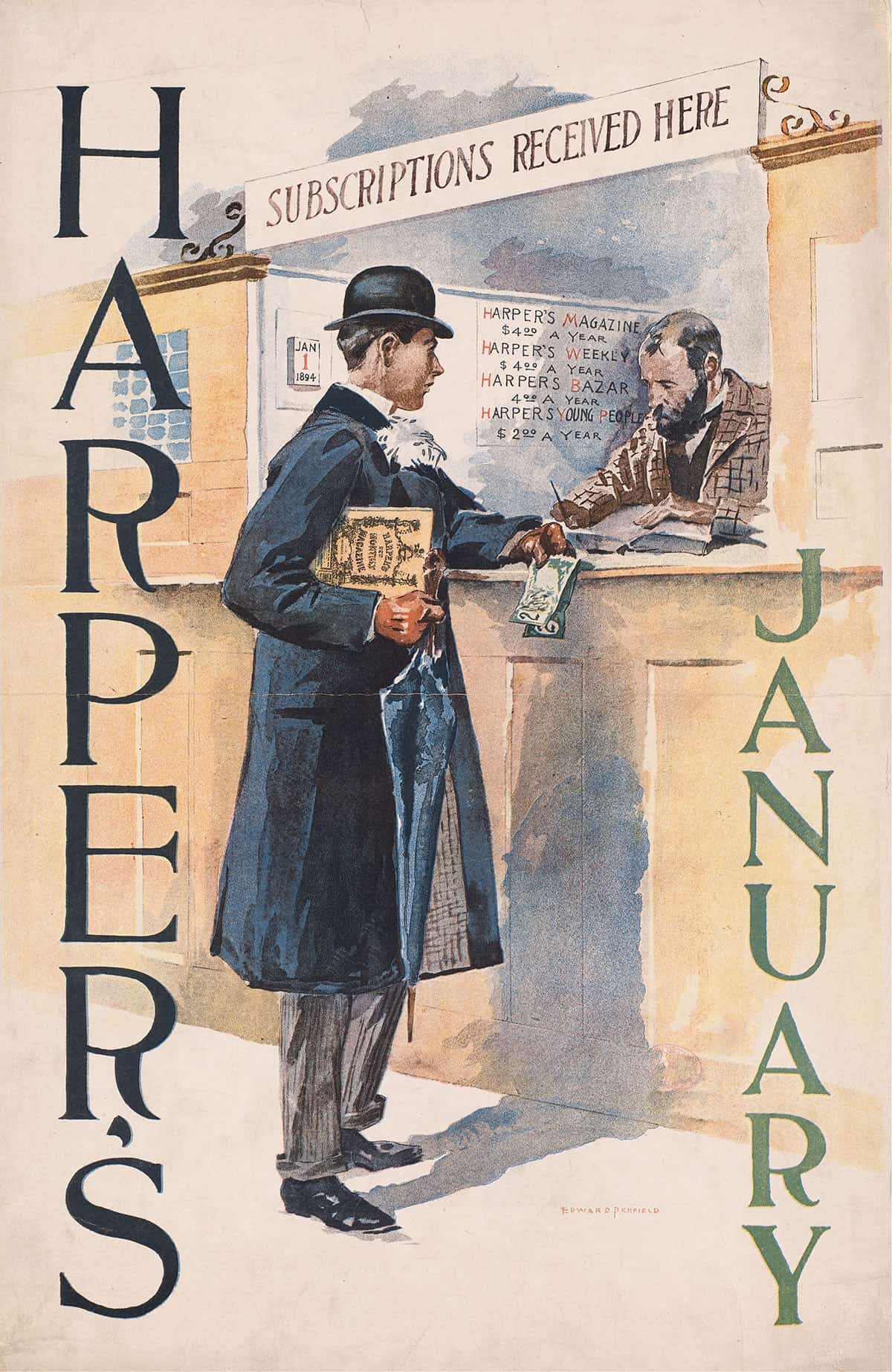 Harpers January by Edward Penfield Posters, Prints, & Visual Artwork