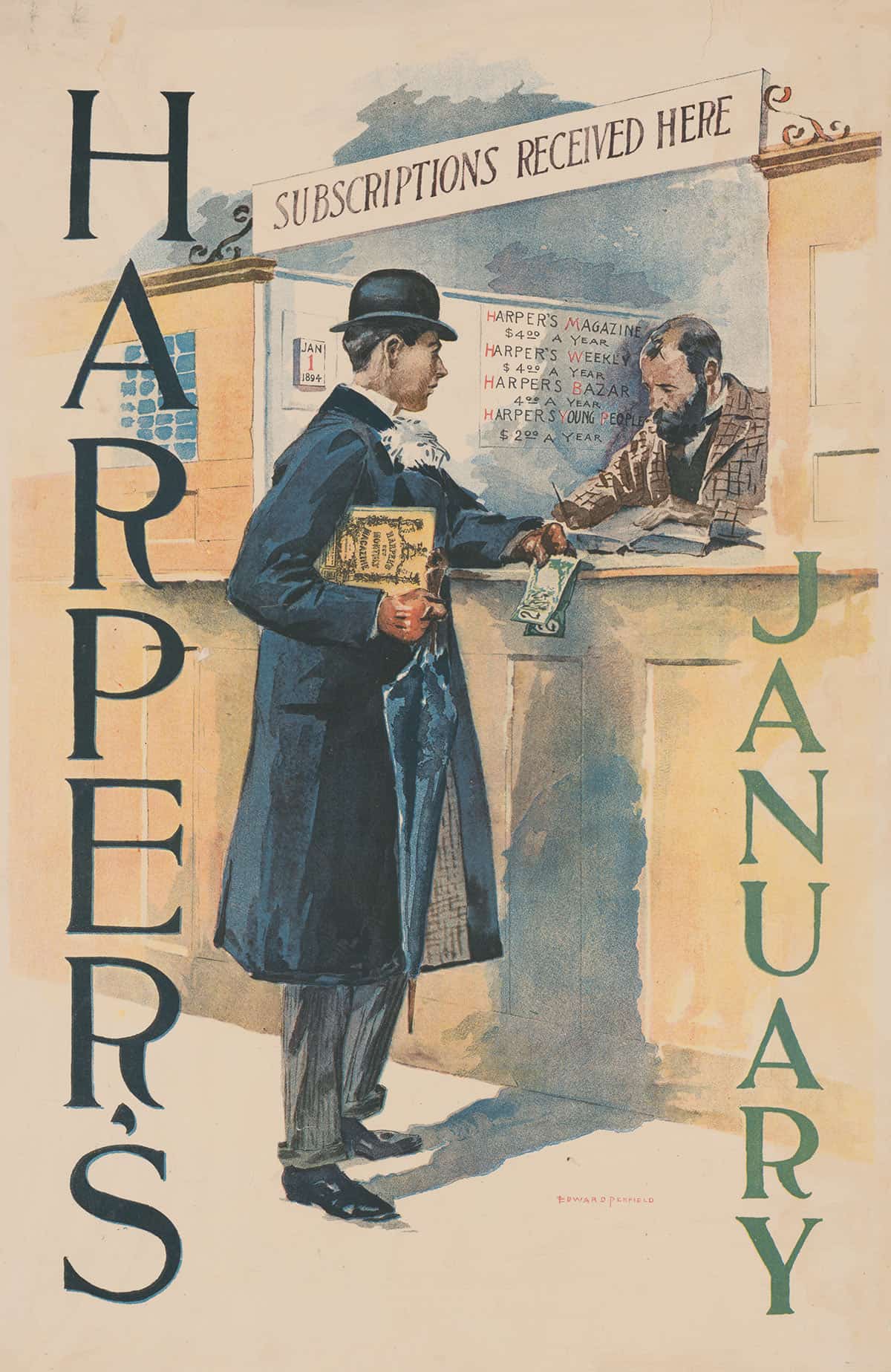 Harpers January by Edward Penfield Posters, Prints, & Visual Artwork