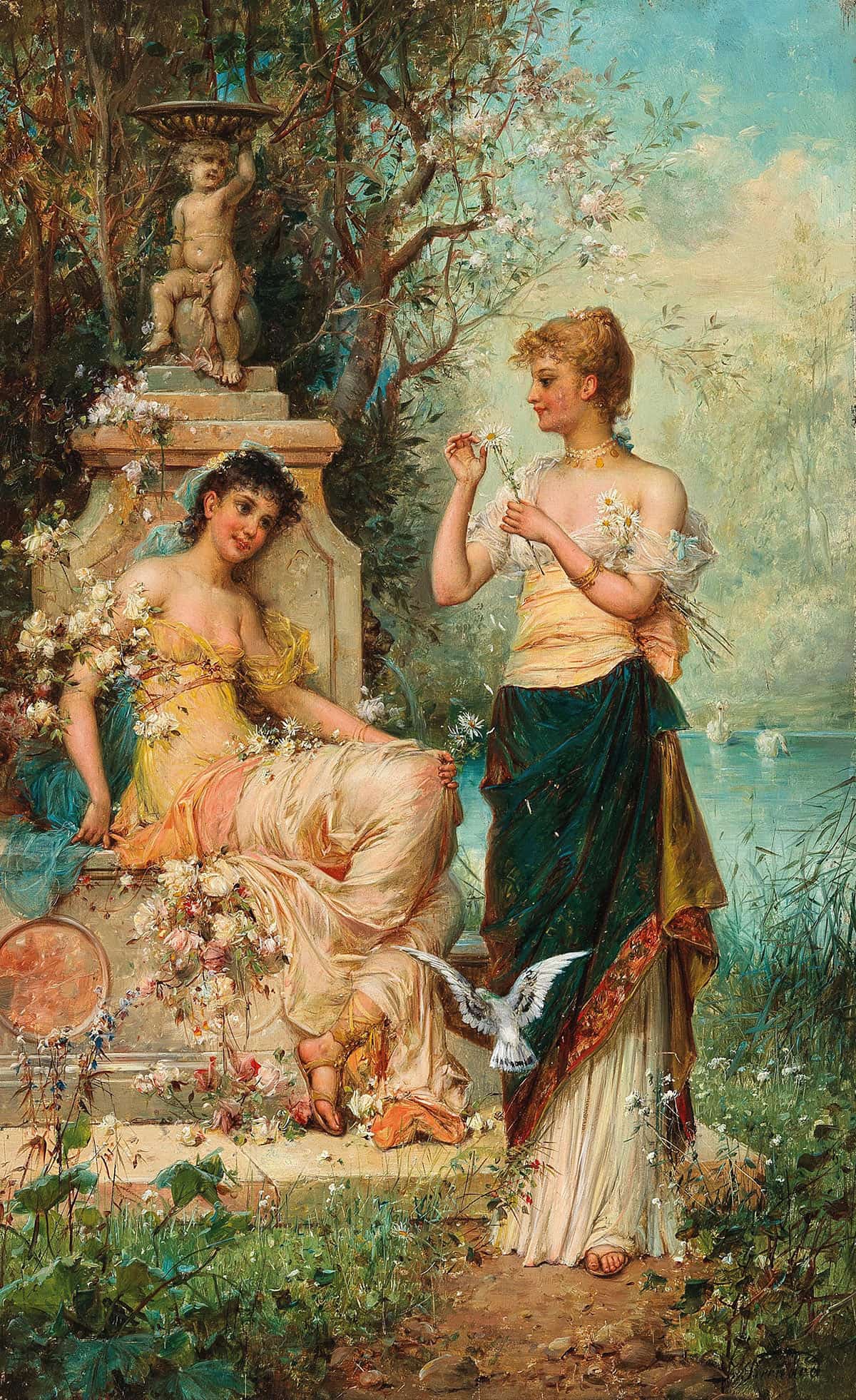 He Loves Me He Loves Me Not by Hans Zatzka Posters, Prints, & Visual Artwork