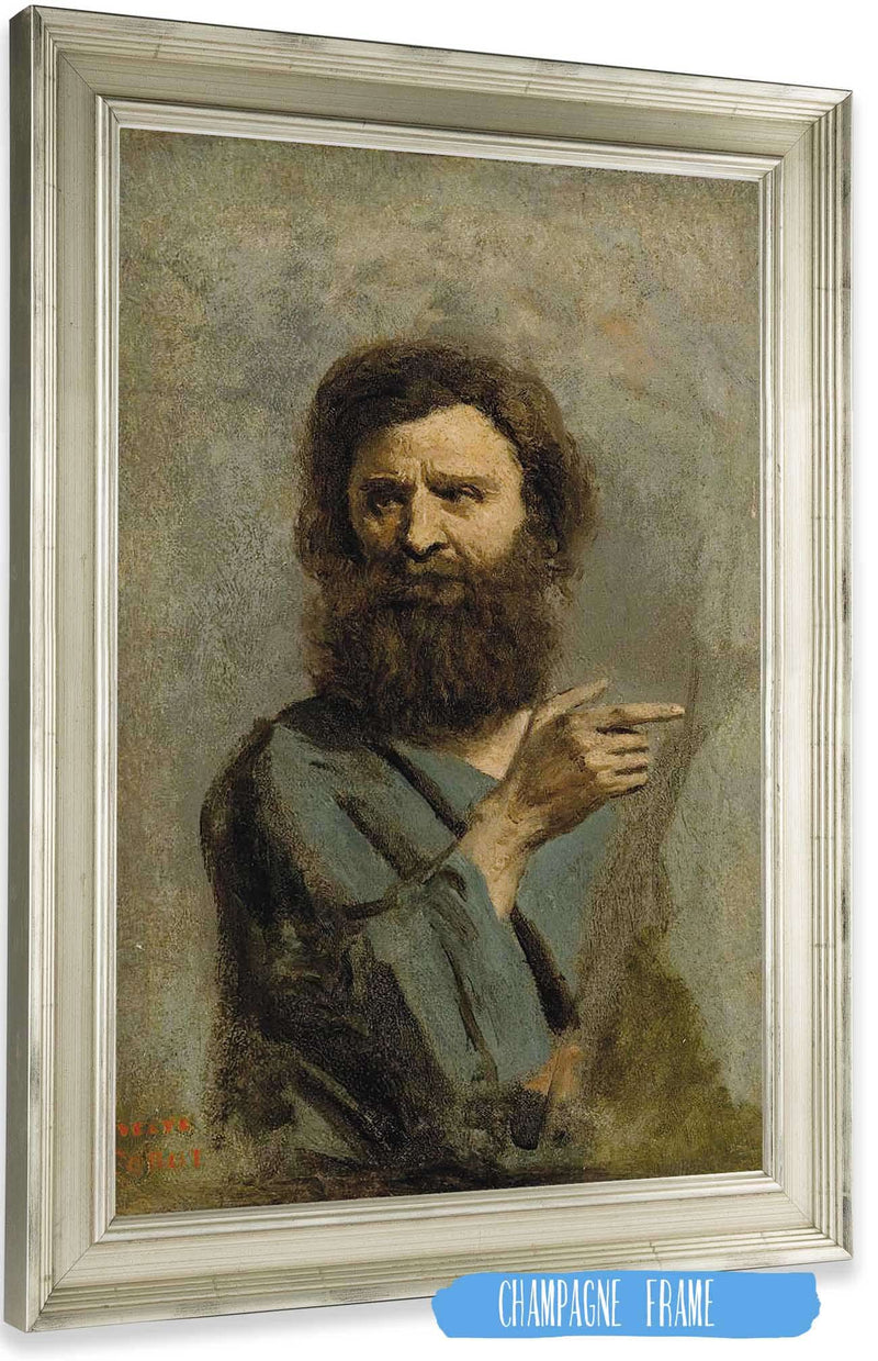 Head Of A Bearded Man by Jean Baptiste Camille Corot Posters, Prints, & Visual Artwork