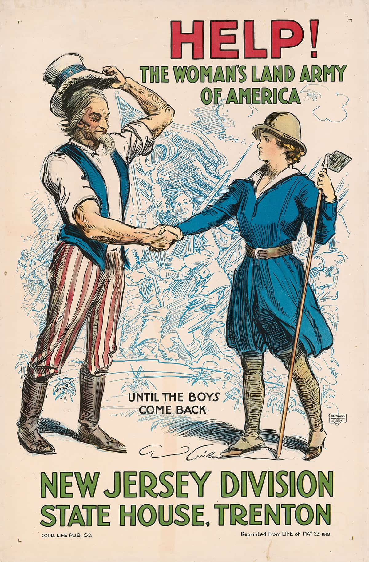 Help The Womans Land Army Of America by Charles Dana Gibson Posters, Prints, & Visual Artwork