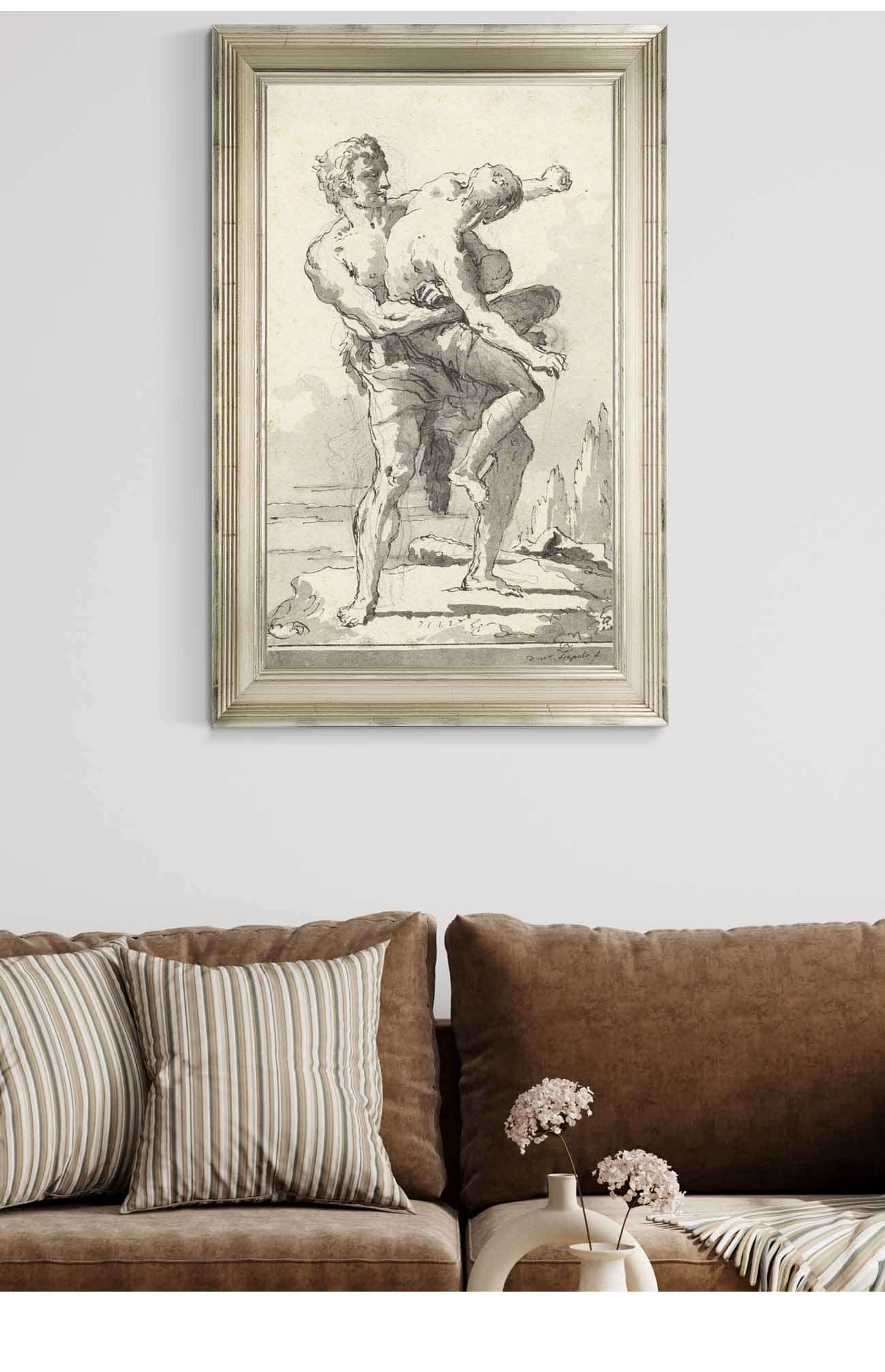 Hercules And Antaeus With A Ledge Below Late Th Century by Giovanni Domenico Tiepolo Posters, Prints, & Visual Artwork