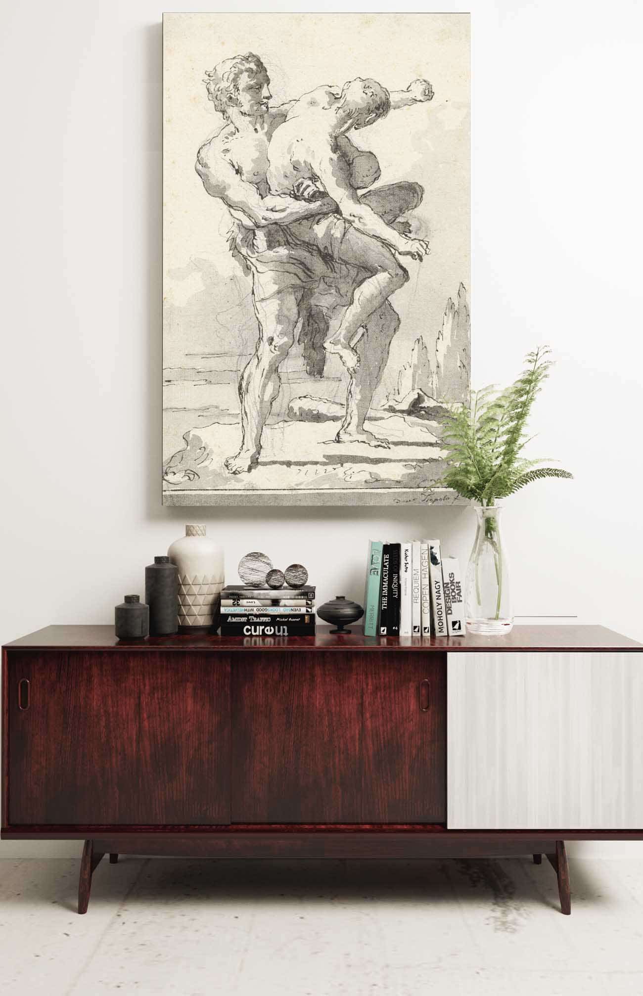 Hercules And Antaeus With A Ledge Below Late Th Century by Giovanni Domenico Tiepolo Posters, Prints, & Visual Artwork