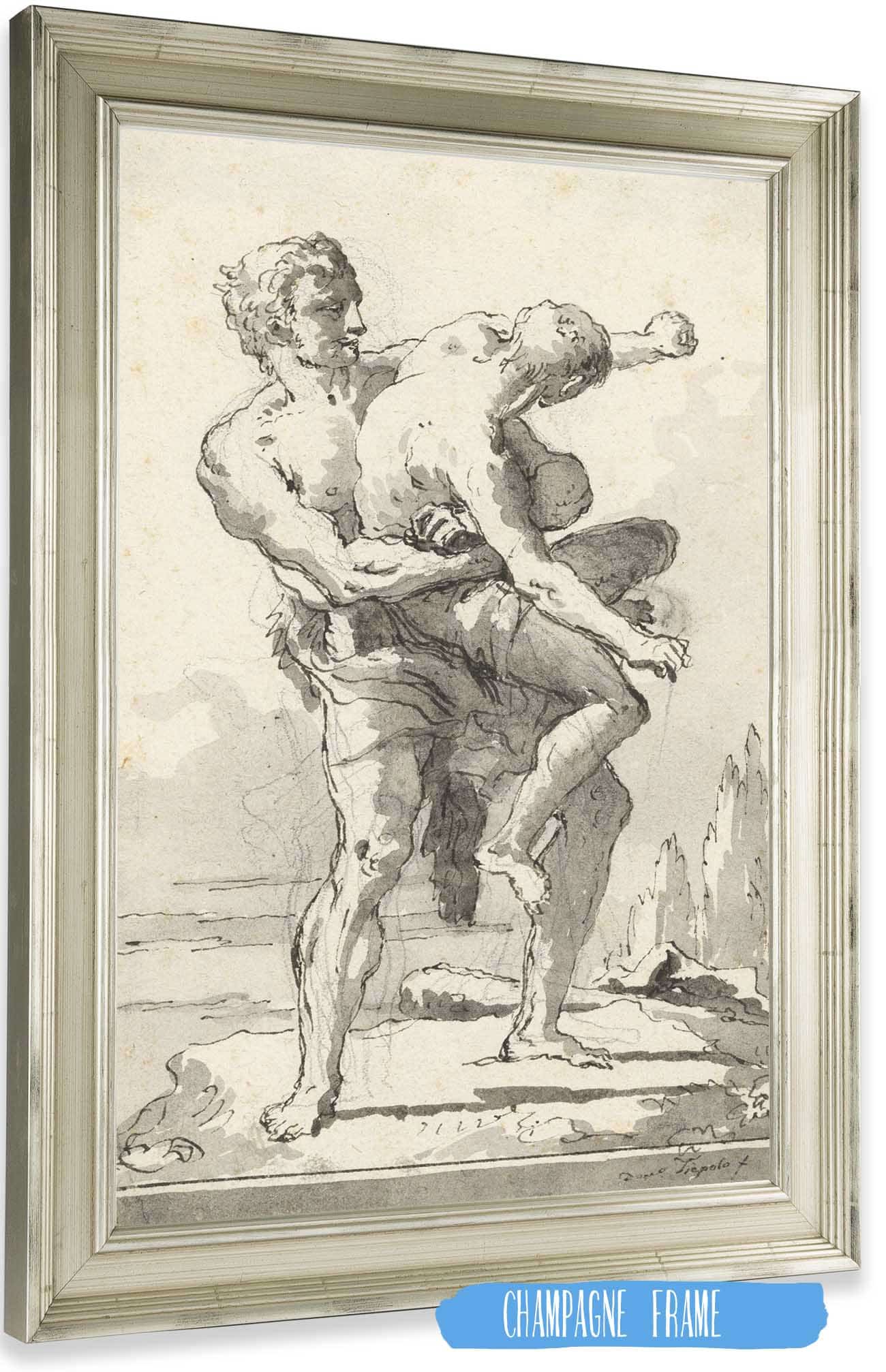 Hercules And Antaeus With A Ledge Below Late Th Century by Giovanni Domenico Tiepolo Posters, Prints, & Visual Artwork